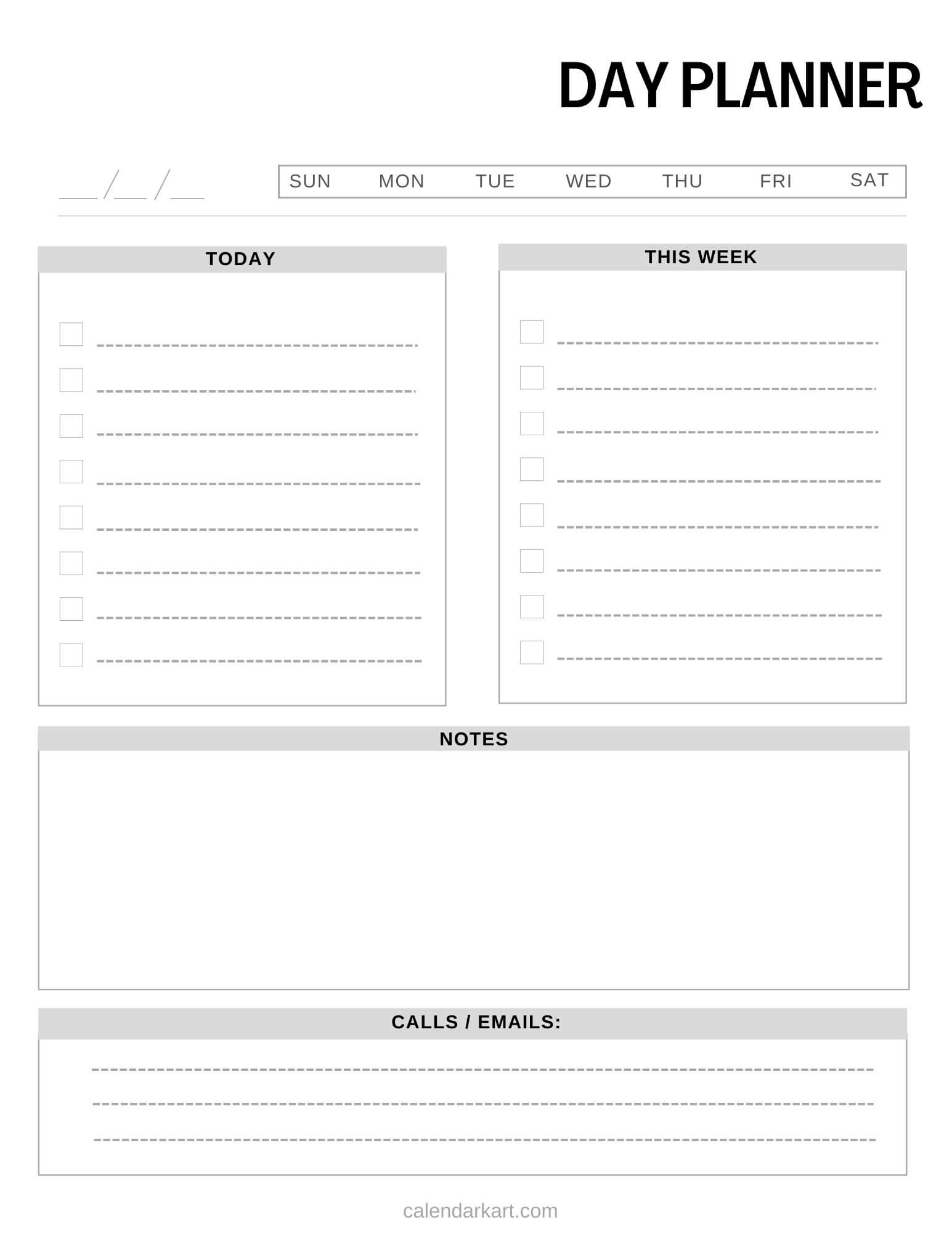 Free Printable Daily Calendars For The Week