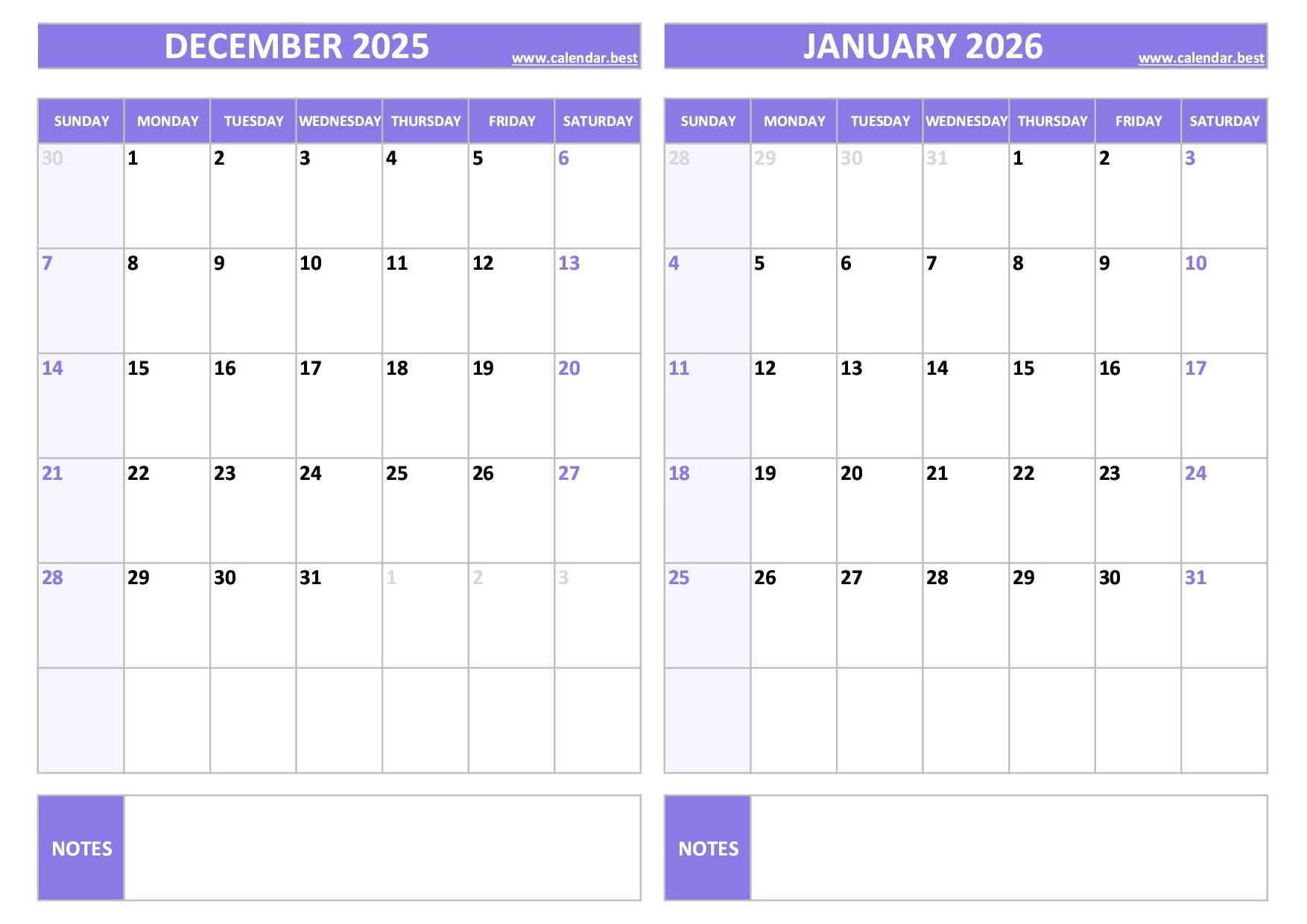 Printable Calendar December And January