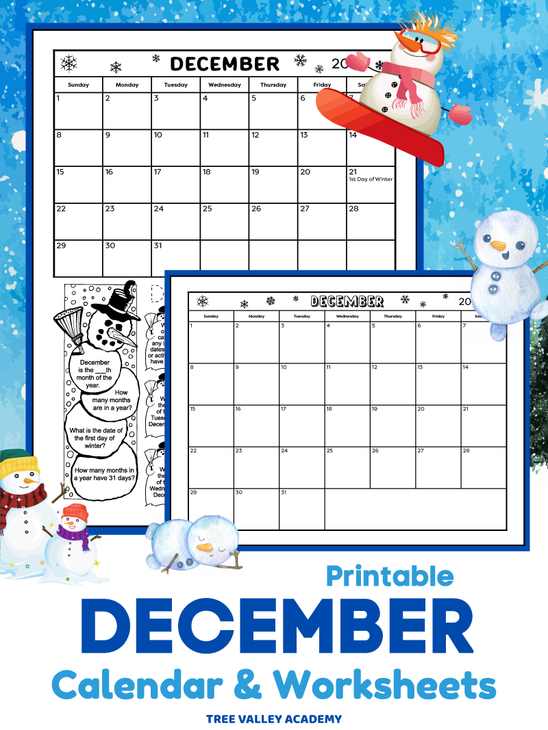 Printable December Calendar For Kids