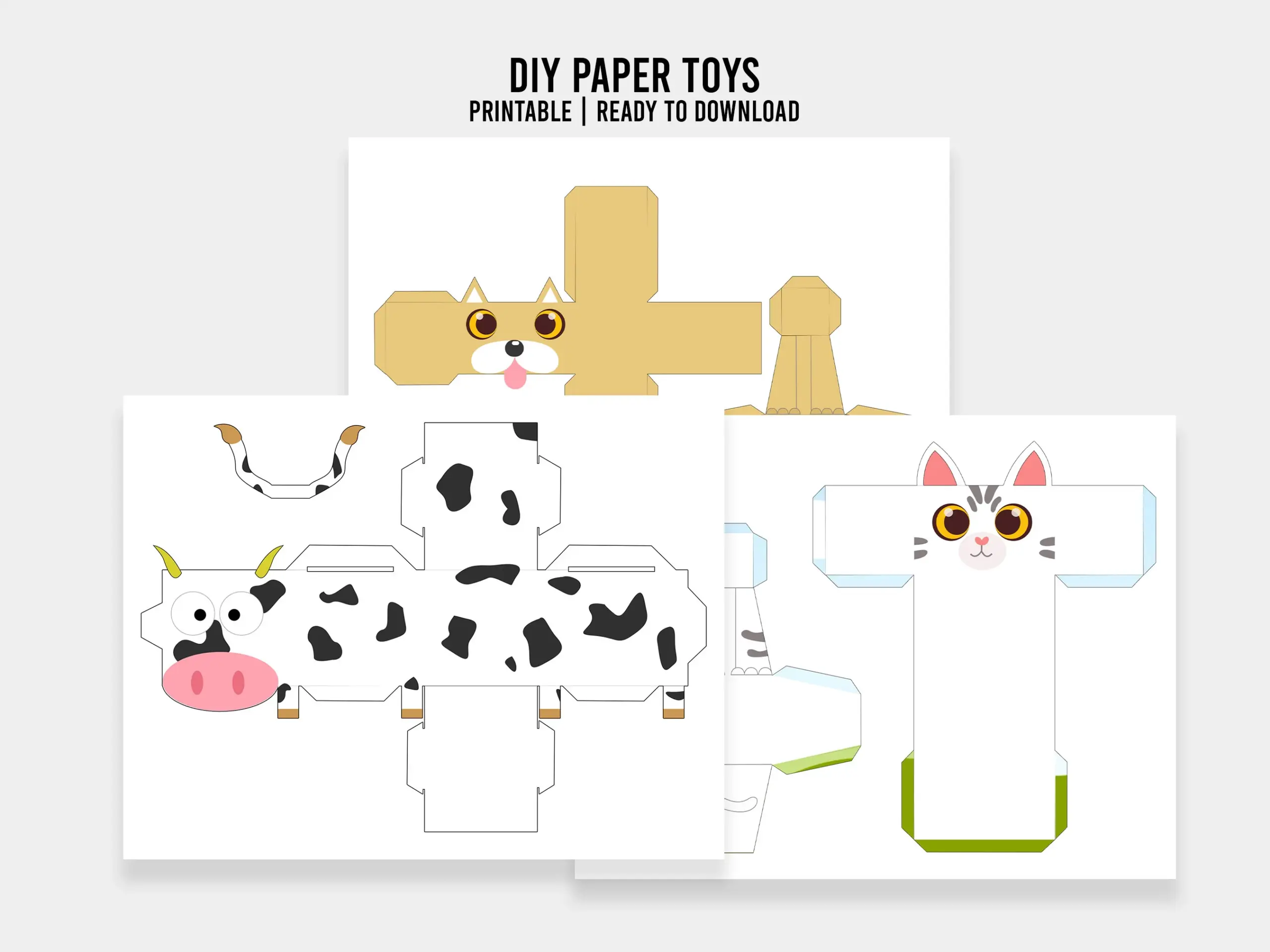 Printable DIY Paper Animal Toys Paper Toys Template Printable 