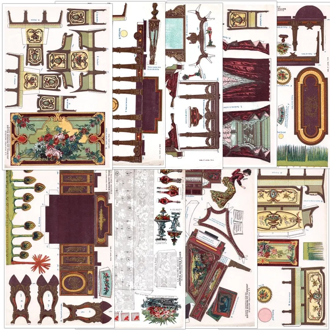 Printable Furniture Paper Doll House Victorian Digital Download 