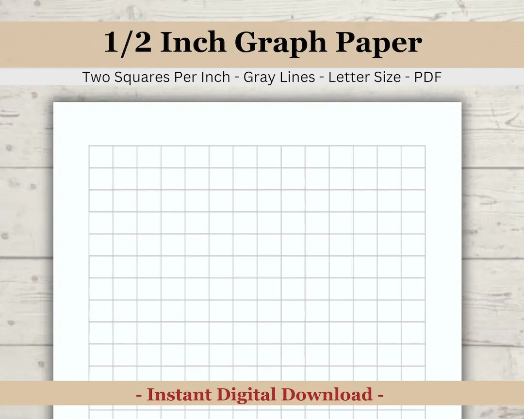 Printable Half Inch 50 Inch Graph Paper Two Squares Per Inch 