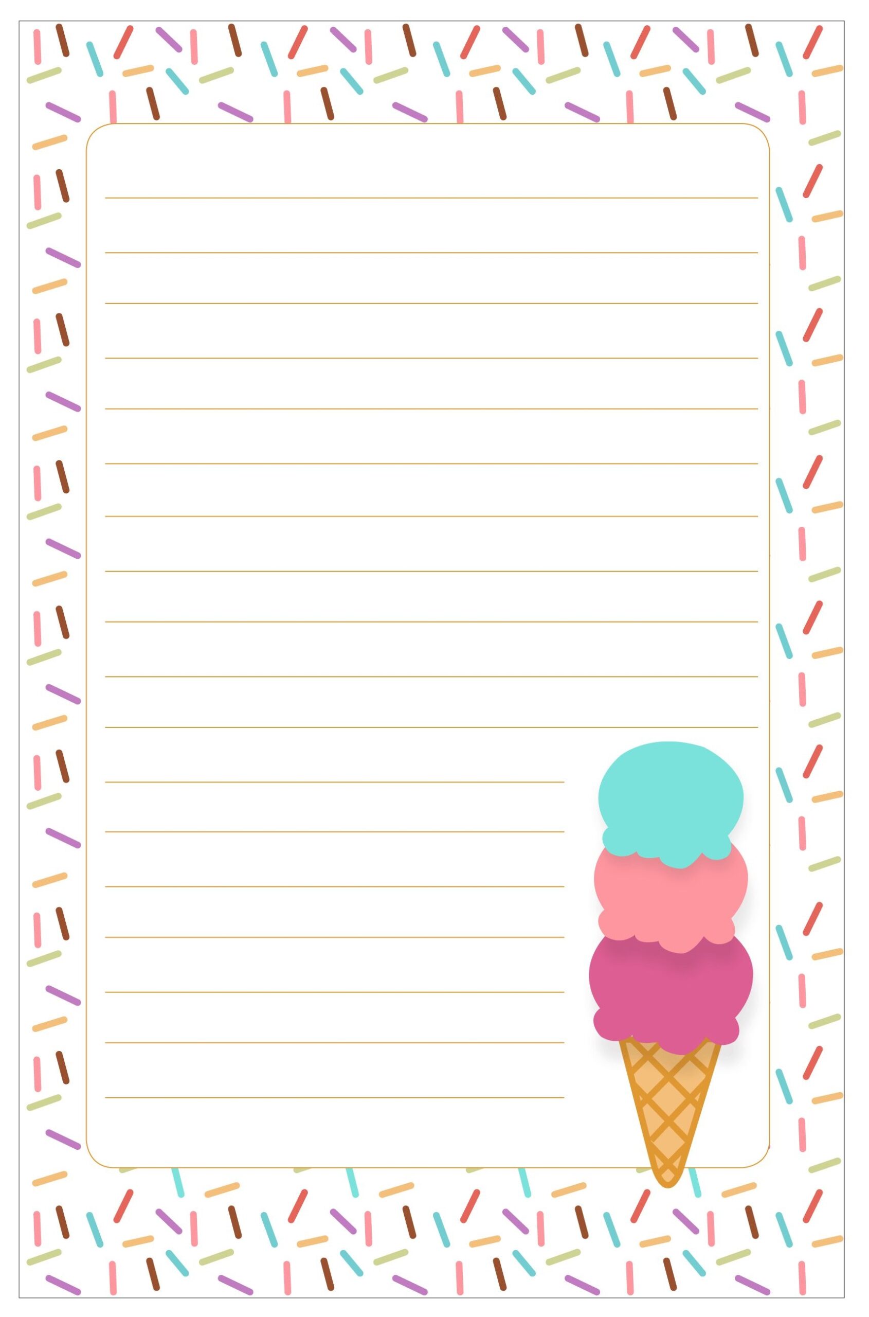 Printable Ice Cream Stationery