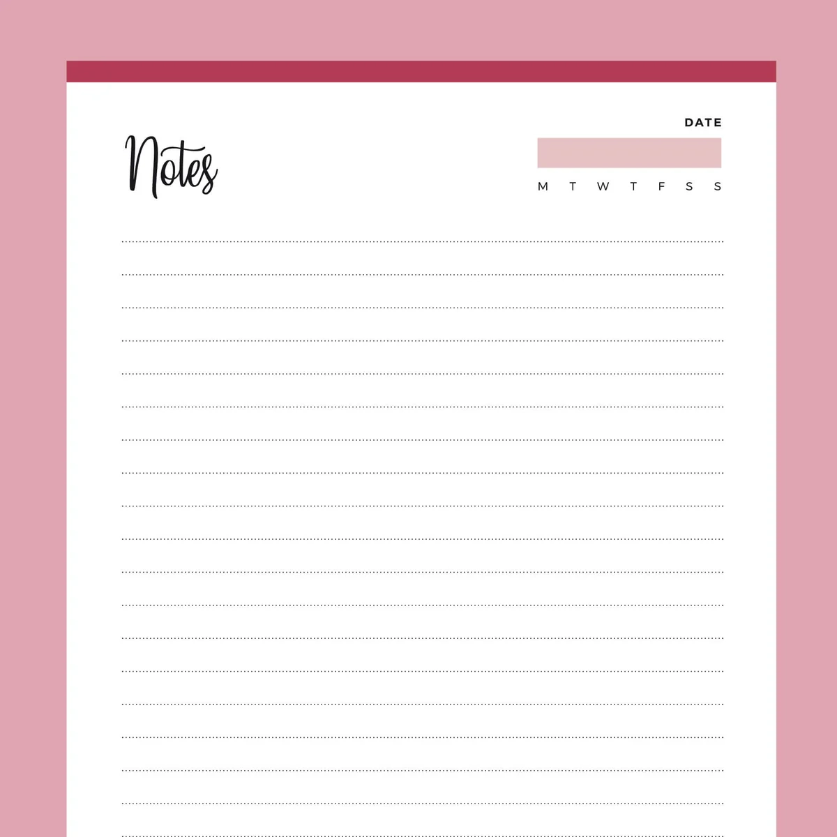 Printable Lined Note Paper