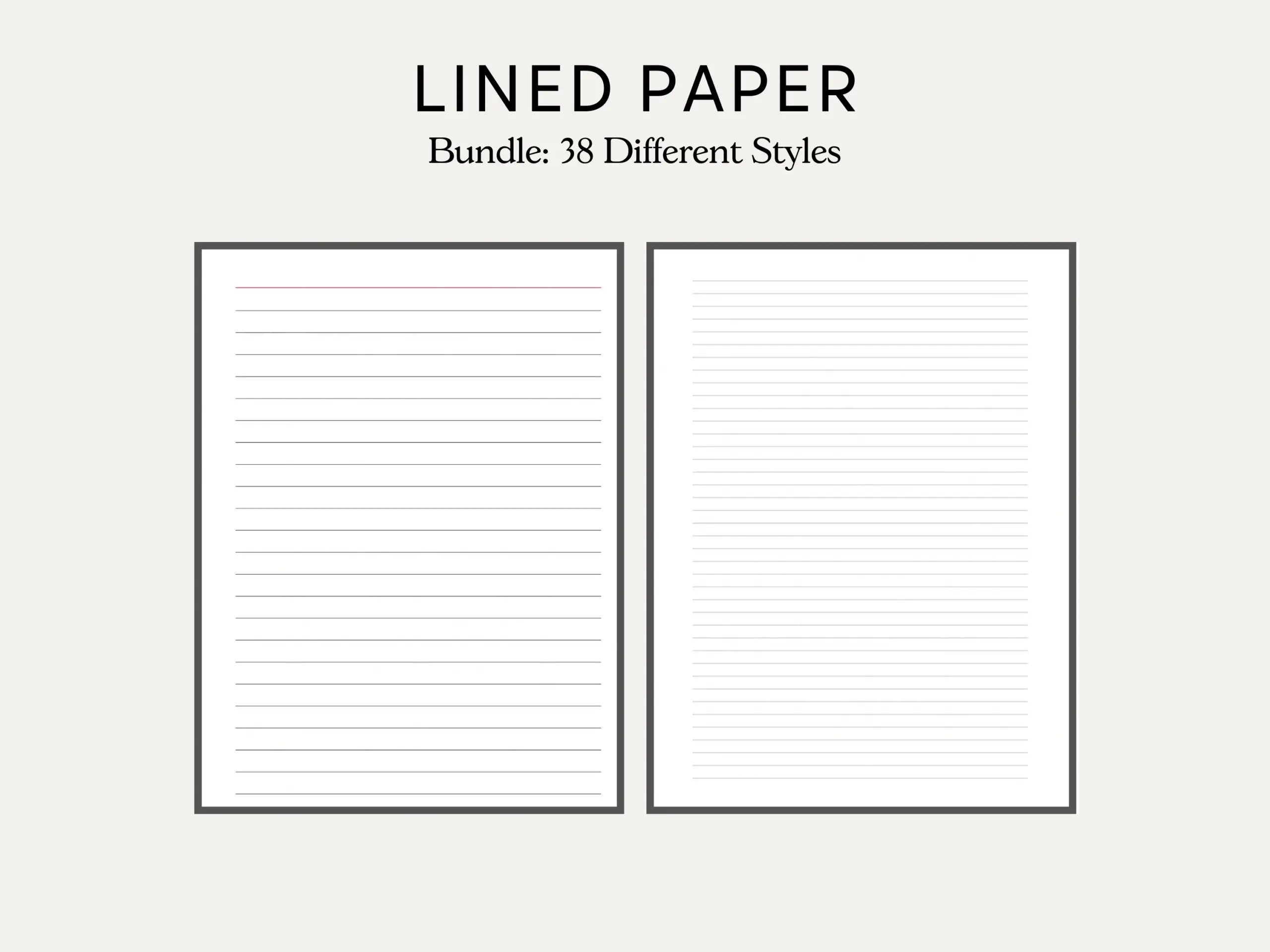 Printable Lined Paper PDF Wide Ruled Paper College Ruled Paper 