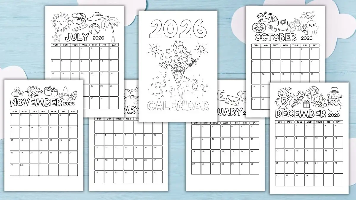 Free Printable Coloring Calendar 2026