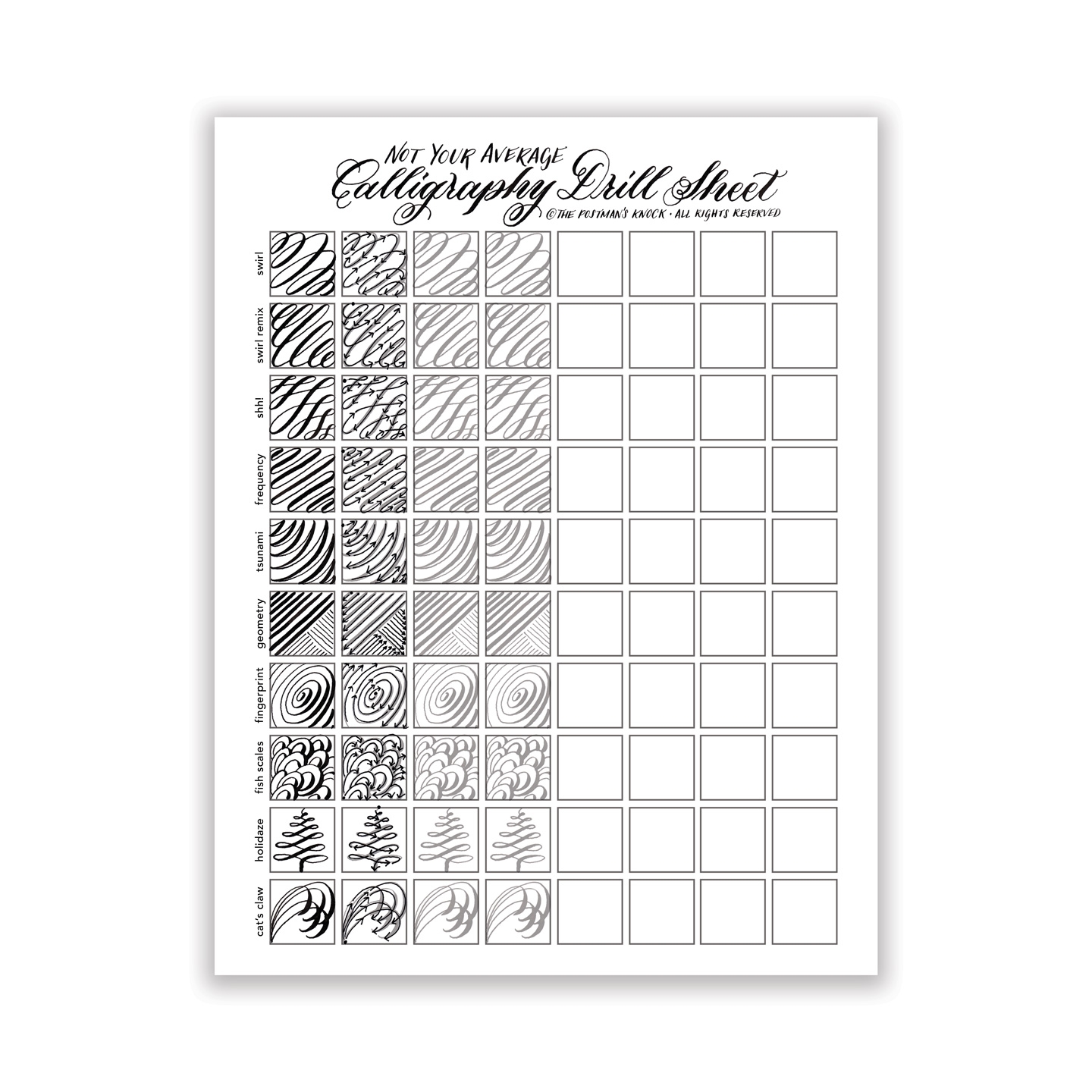 Printable Not Your Average Calligraphy Drill Sheet The 