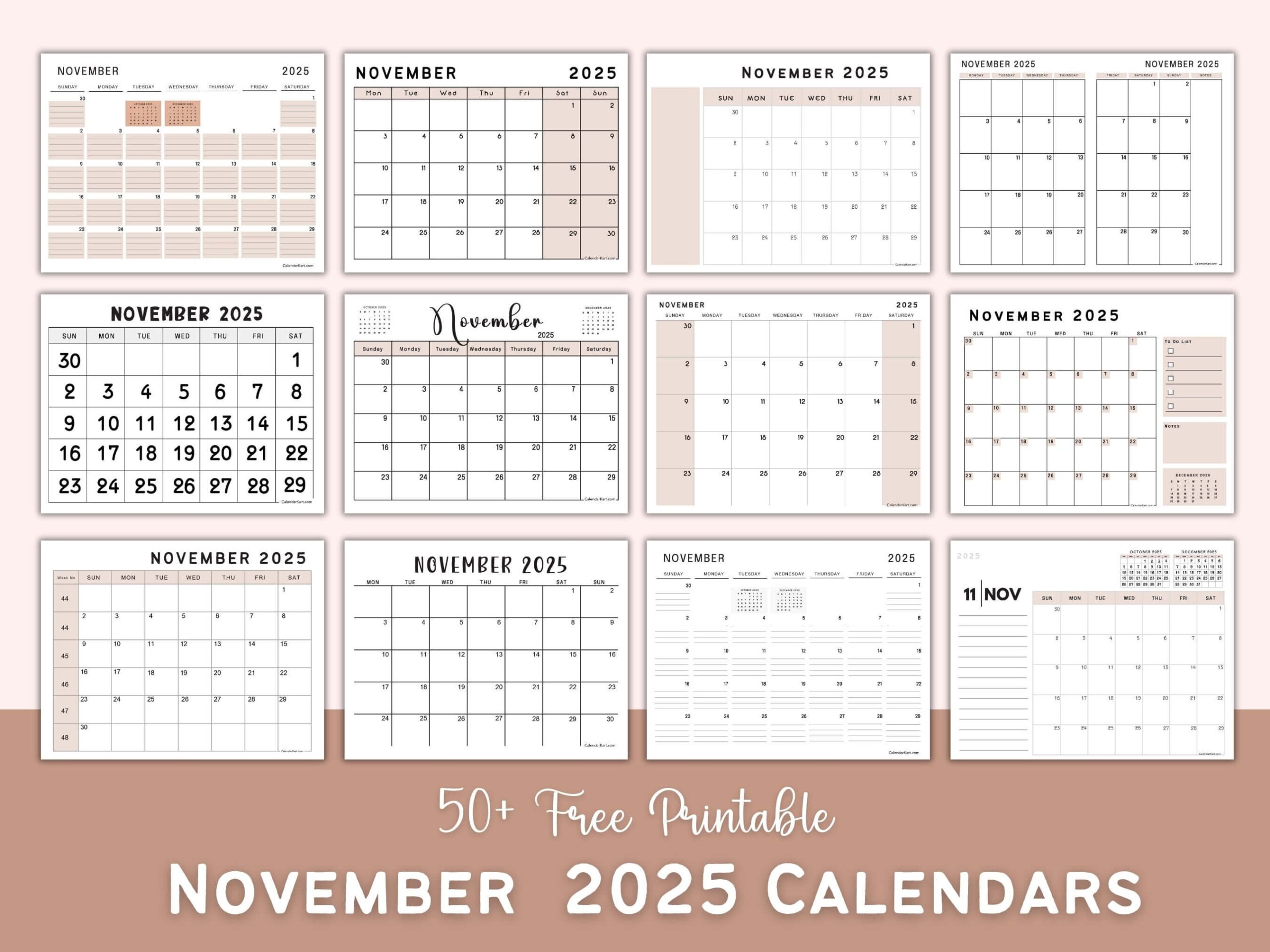 Printable Blank Novembercalendars