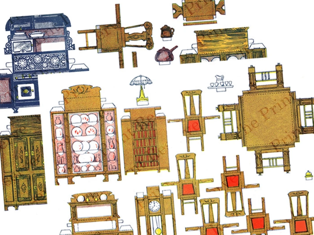 Printable Paper Doll Furniture Instant Digital Download Image 501 