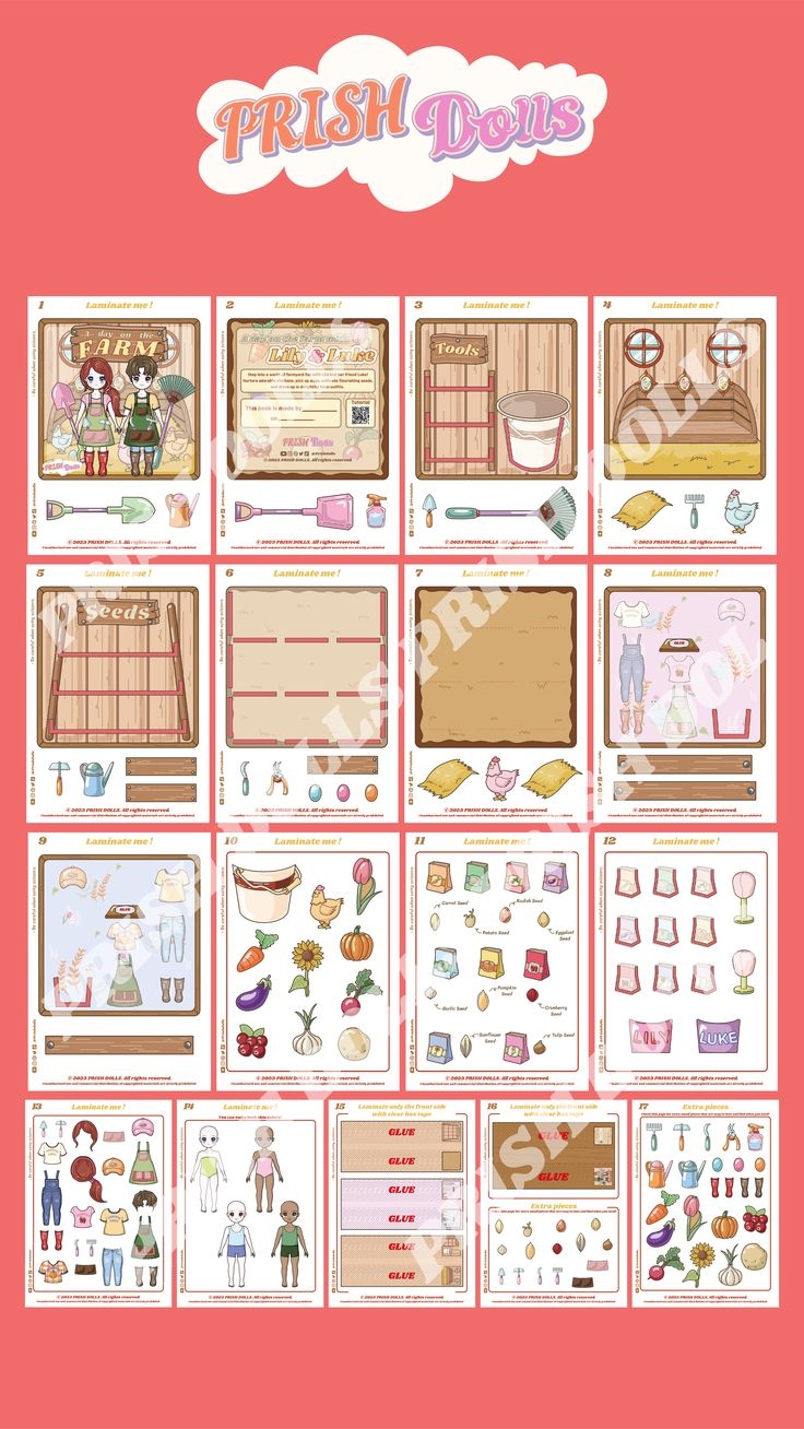 Printable Paper Doll House DIY Busy Book Paper Dolls Dress Up Kit 