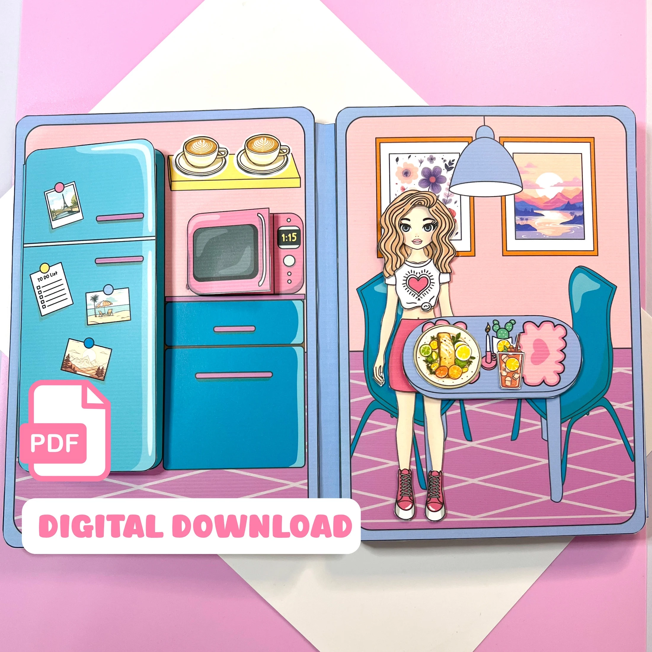 Printable Paper Dollhouse Book With Paper Doll Preschool Pretend 