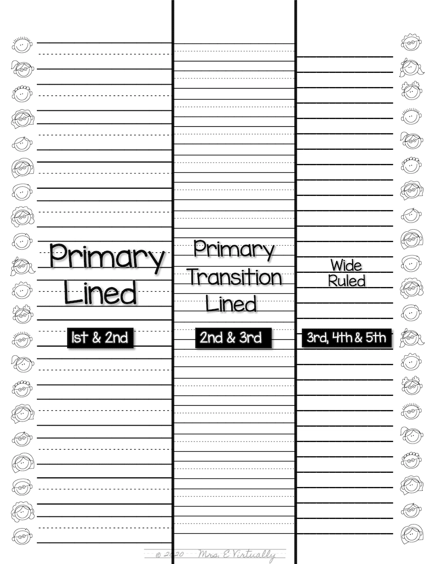 Printable Primary Lined Writing Paper All Seasons Themes