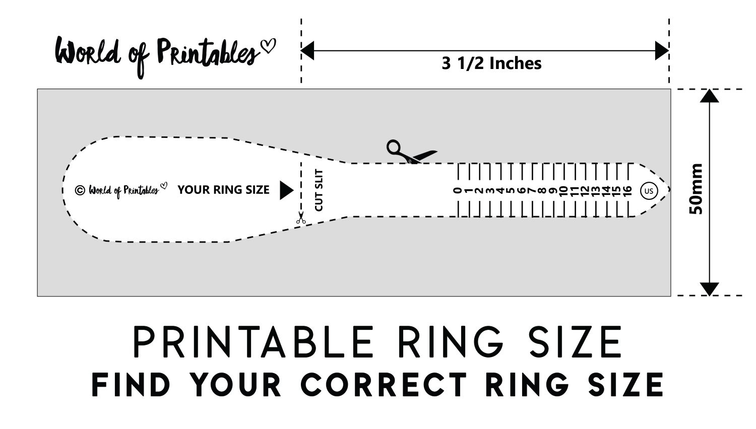 Printable Ring Size Chart Find Your Ring Size Easy World Of 