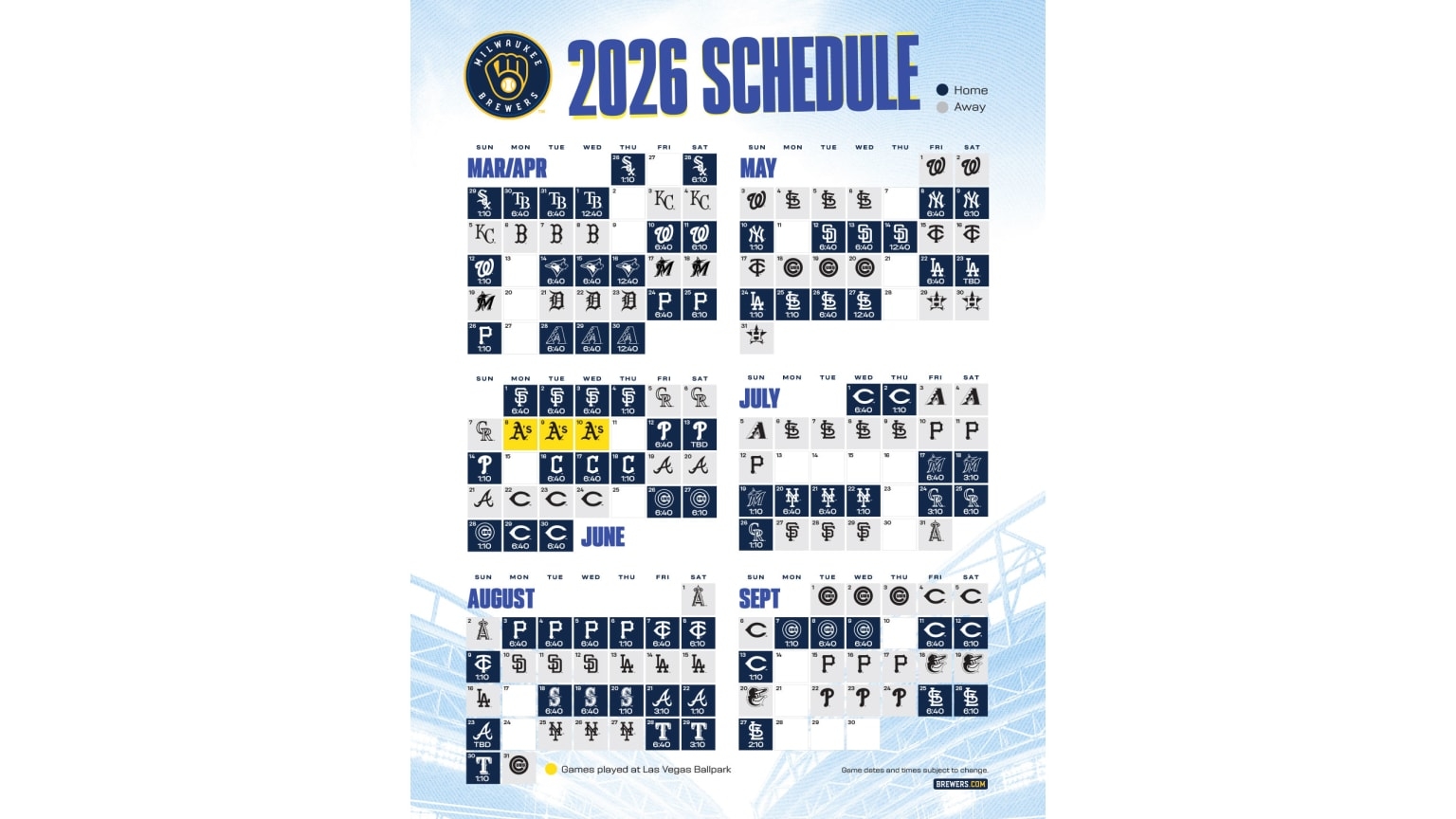 Printable Schedule Milwaukee Brewers