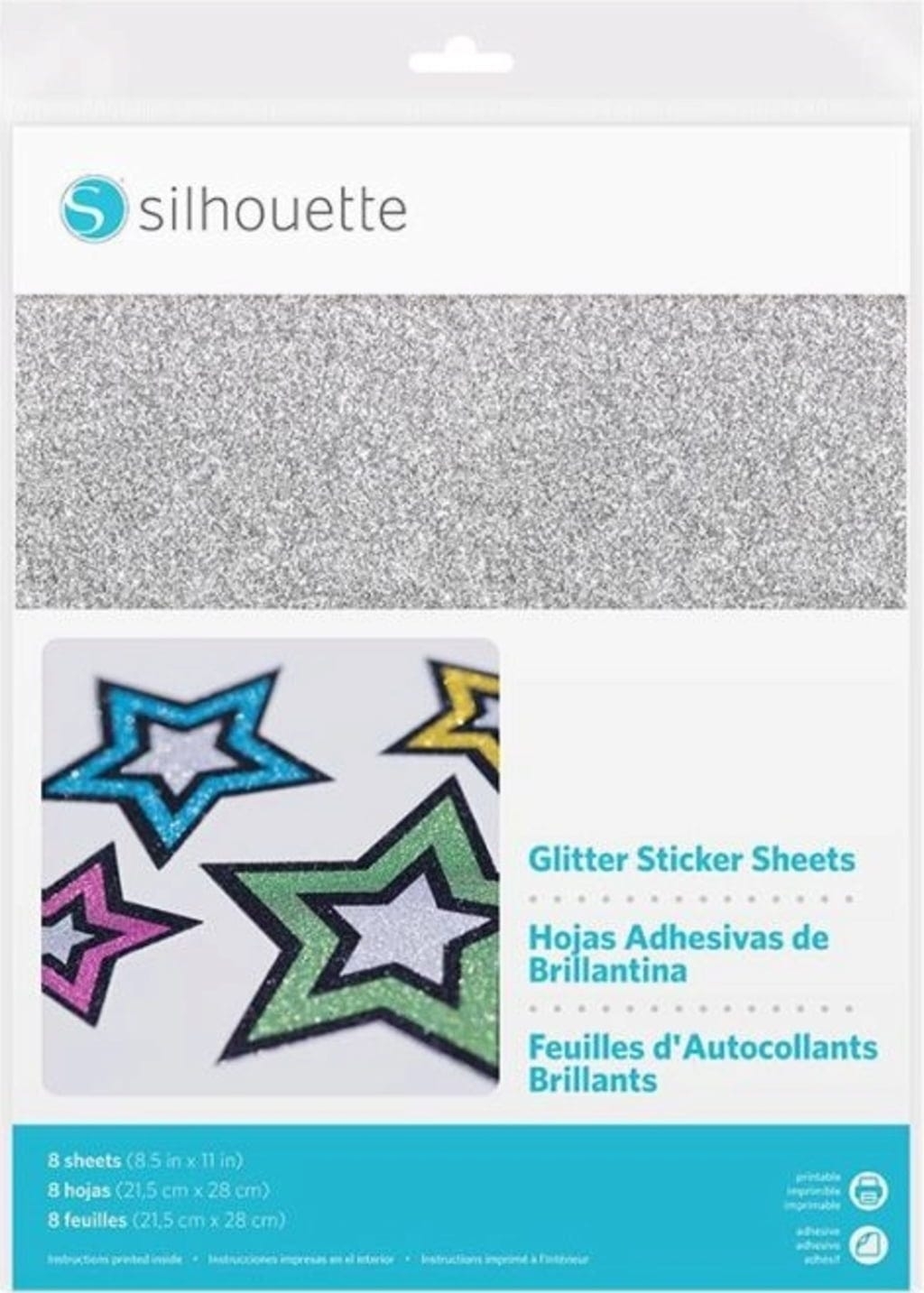 Printable Sticker Sheets Glitter White