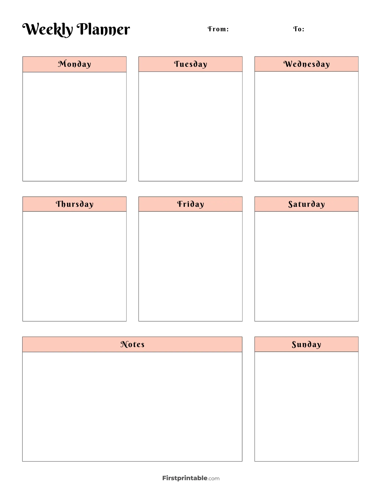 Printable Weekly Calendar amp Planner Free Templates