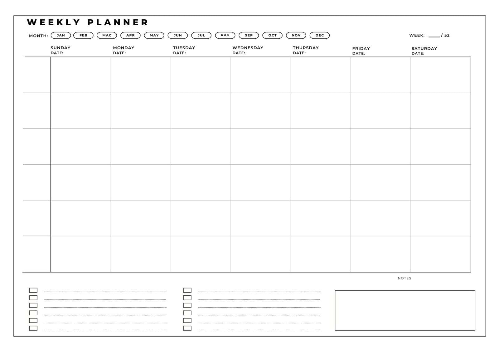 Printable Weekly Calendar With Time Slots 4 Free Templates The 