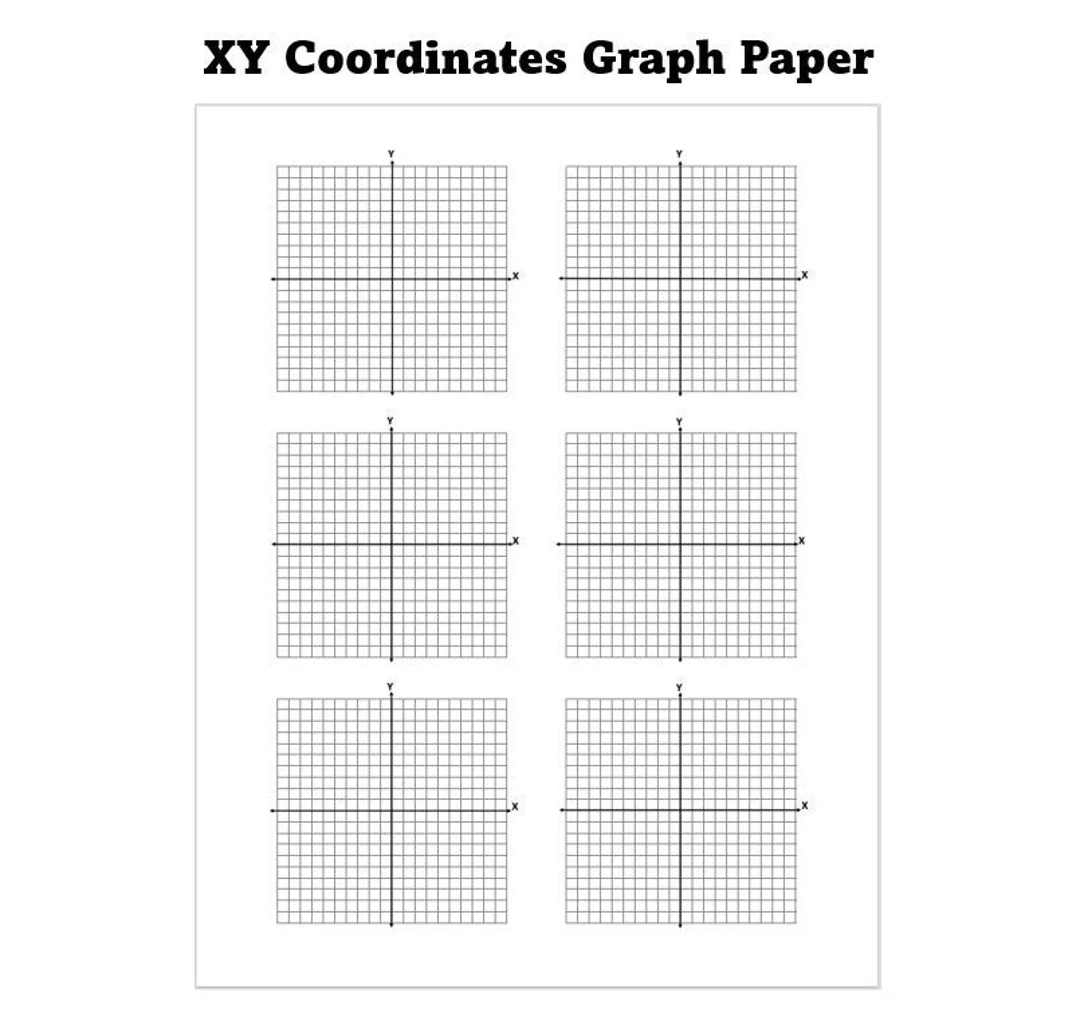 Printable X Y Coordinates Graph Paper PDF File Instant Download 