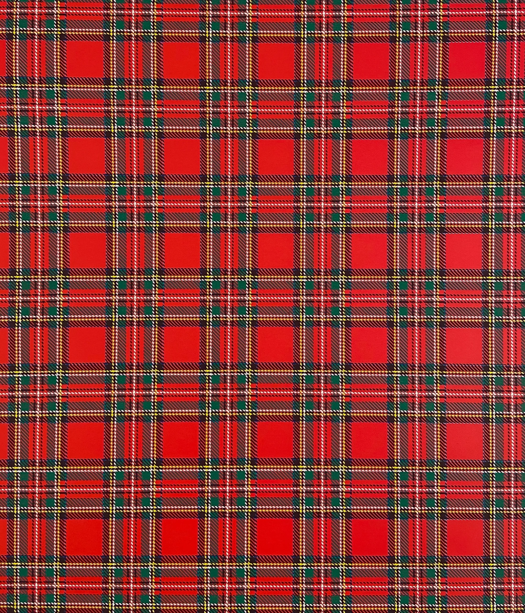 PRINTED GLOSS WRAPPING PAPER TARTAN RED Ribbon amp Blues