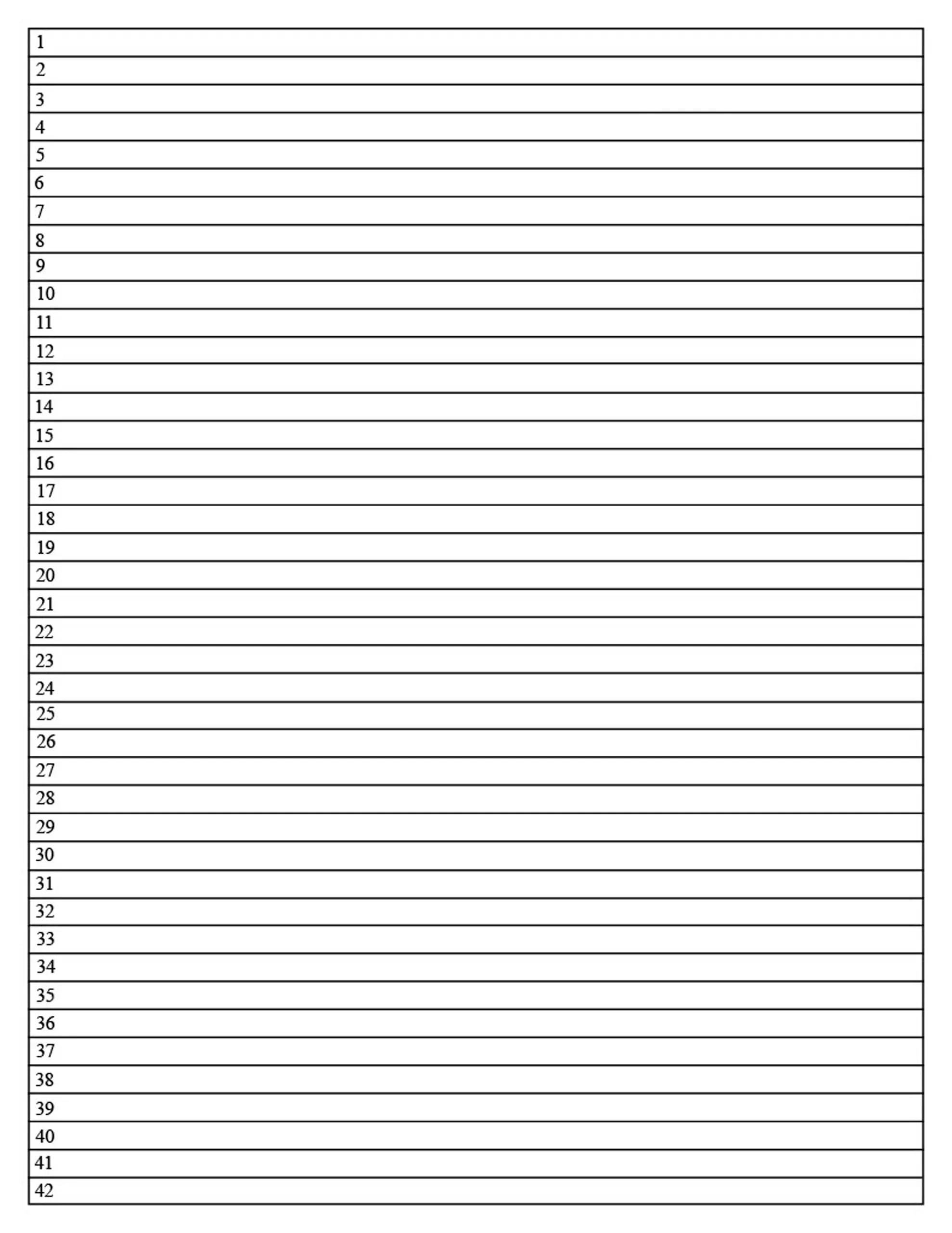 Numbered Lined Paper Printable