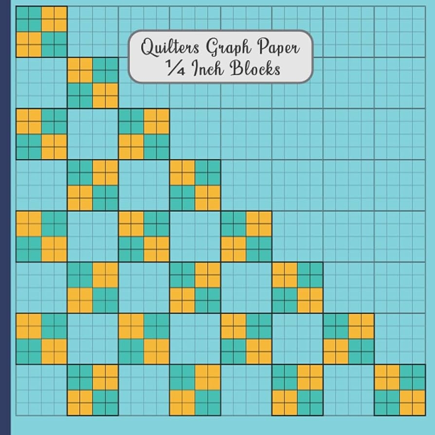 Quilters Graph Paper Single Sided Pages 8 x8 Square Divided Into 