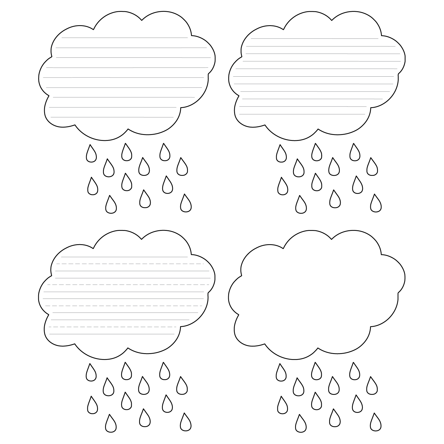 Rain Shaped Writing Template Free Printable Paper raft Templates