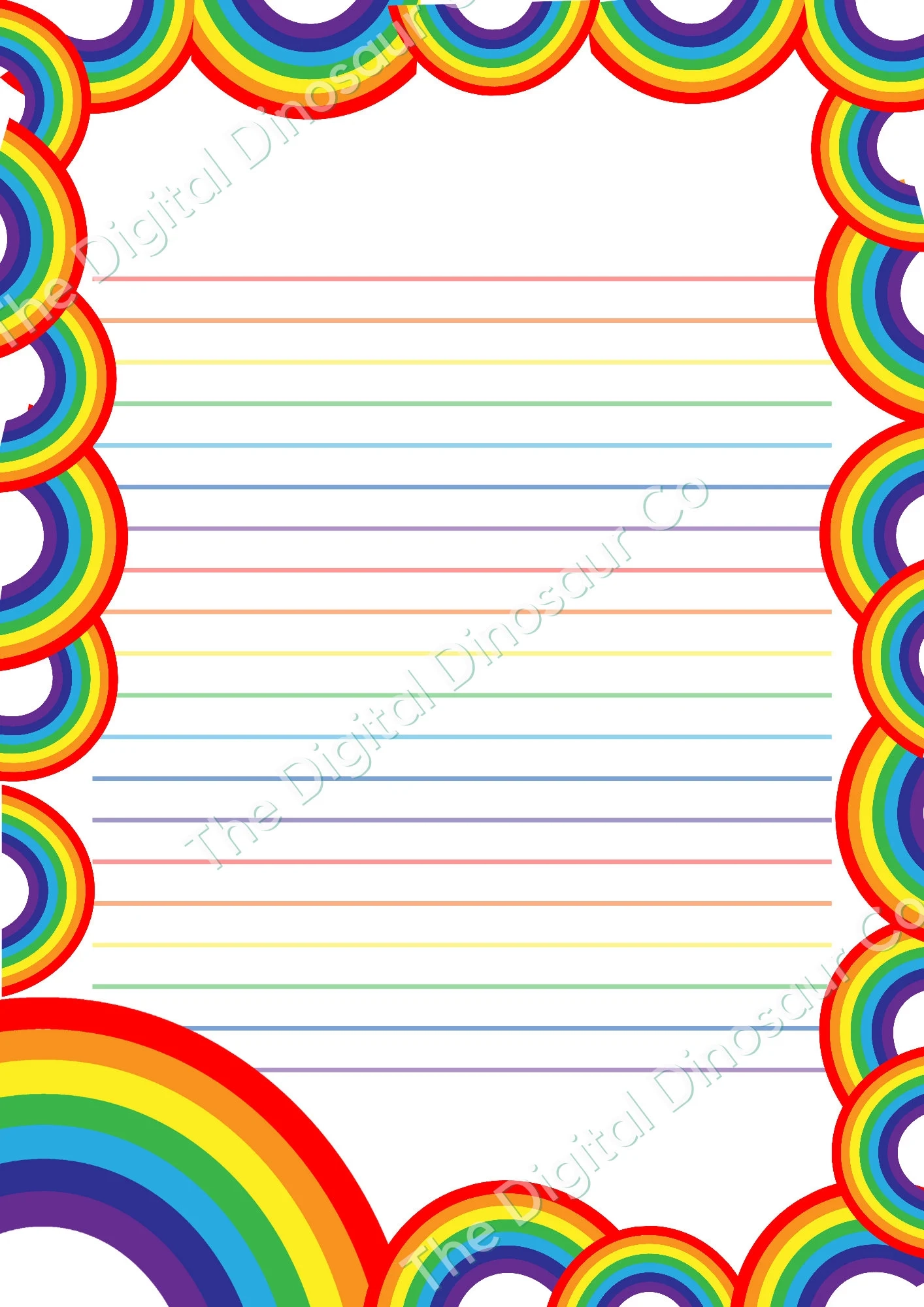 Rainbow Writing Paper Lined Paper Colourful Note Paper Rainbow 