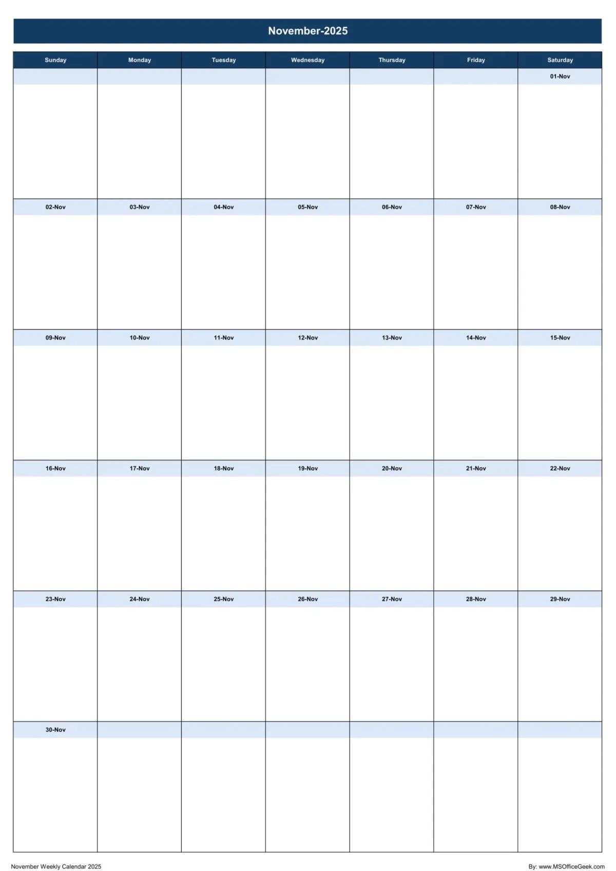 Ready To Use Printable Weekly Calendar 2025 MSOfficeGeek
