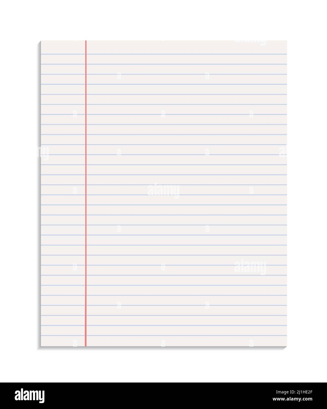 Realistic Sheet Of Lined Paper From A Notebook Blank Paper Torn 
