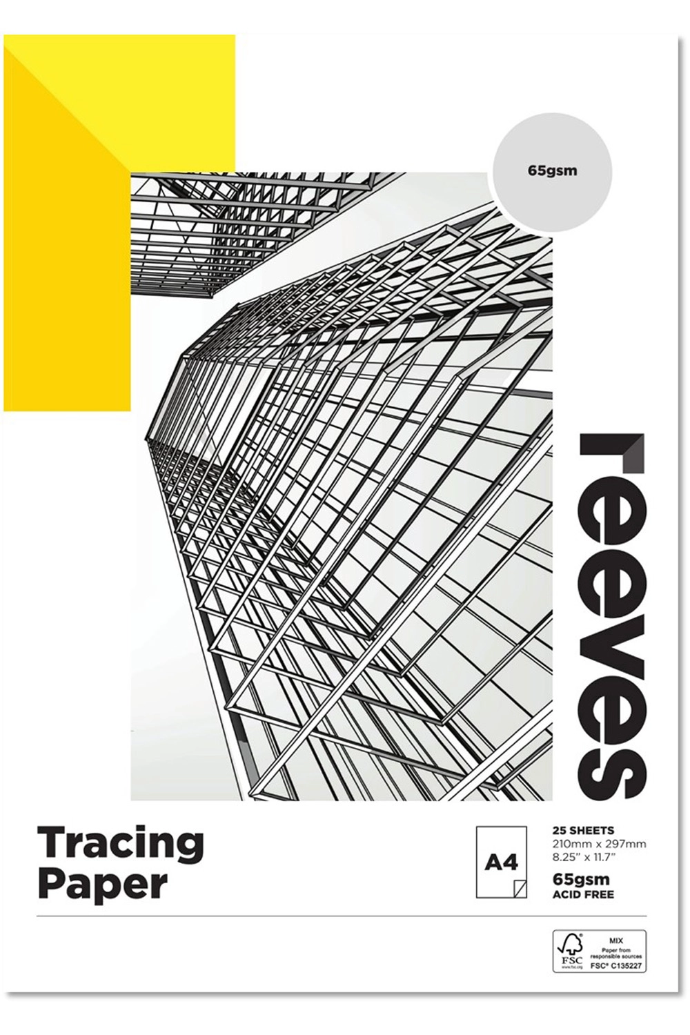 Reeves A4 Tracing Paper Pad 25 Sheets Art Supplies