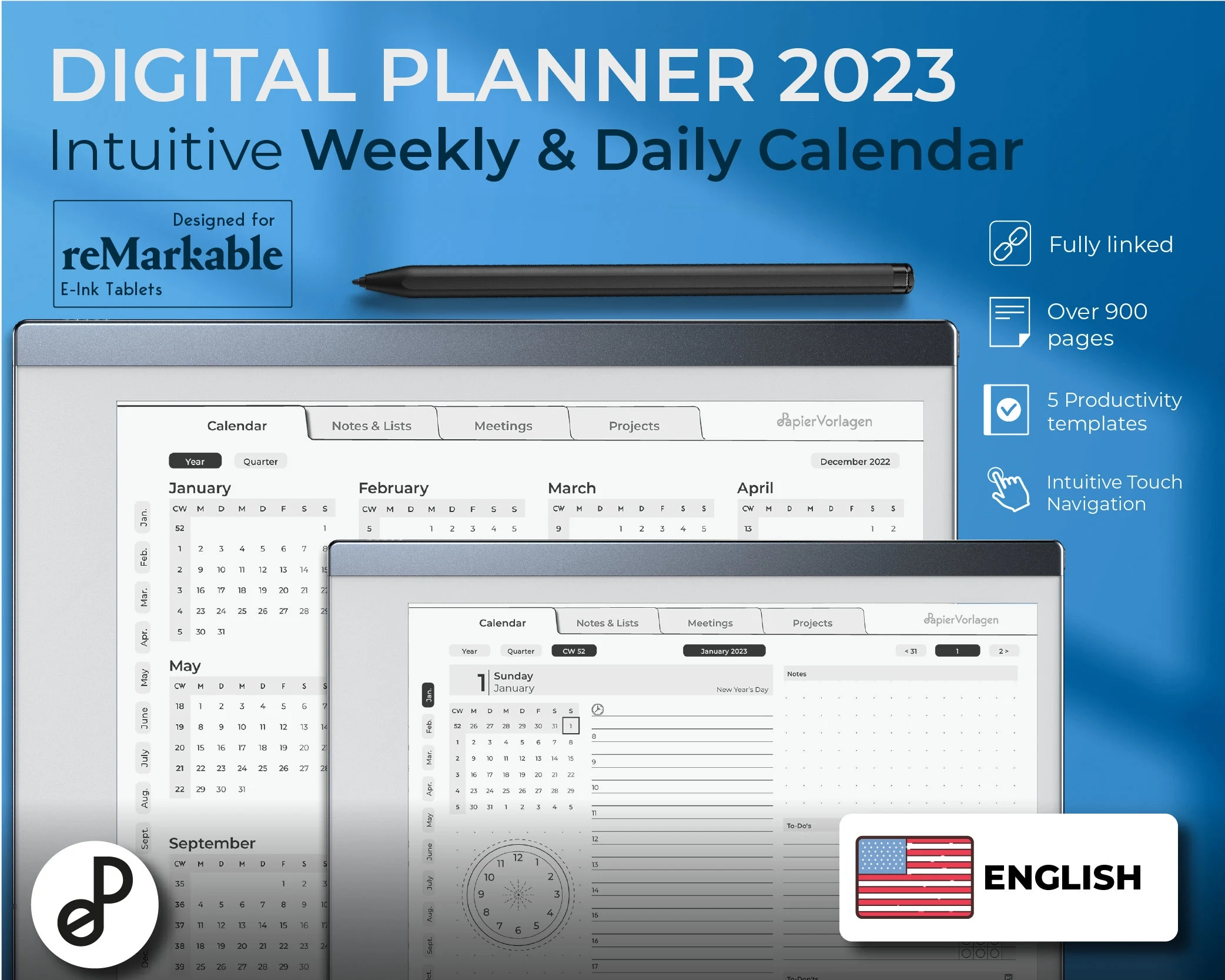 ReMarkable Digital Calendar Planner 2023 Weekly amp Daily 