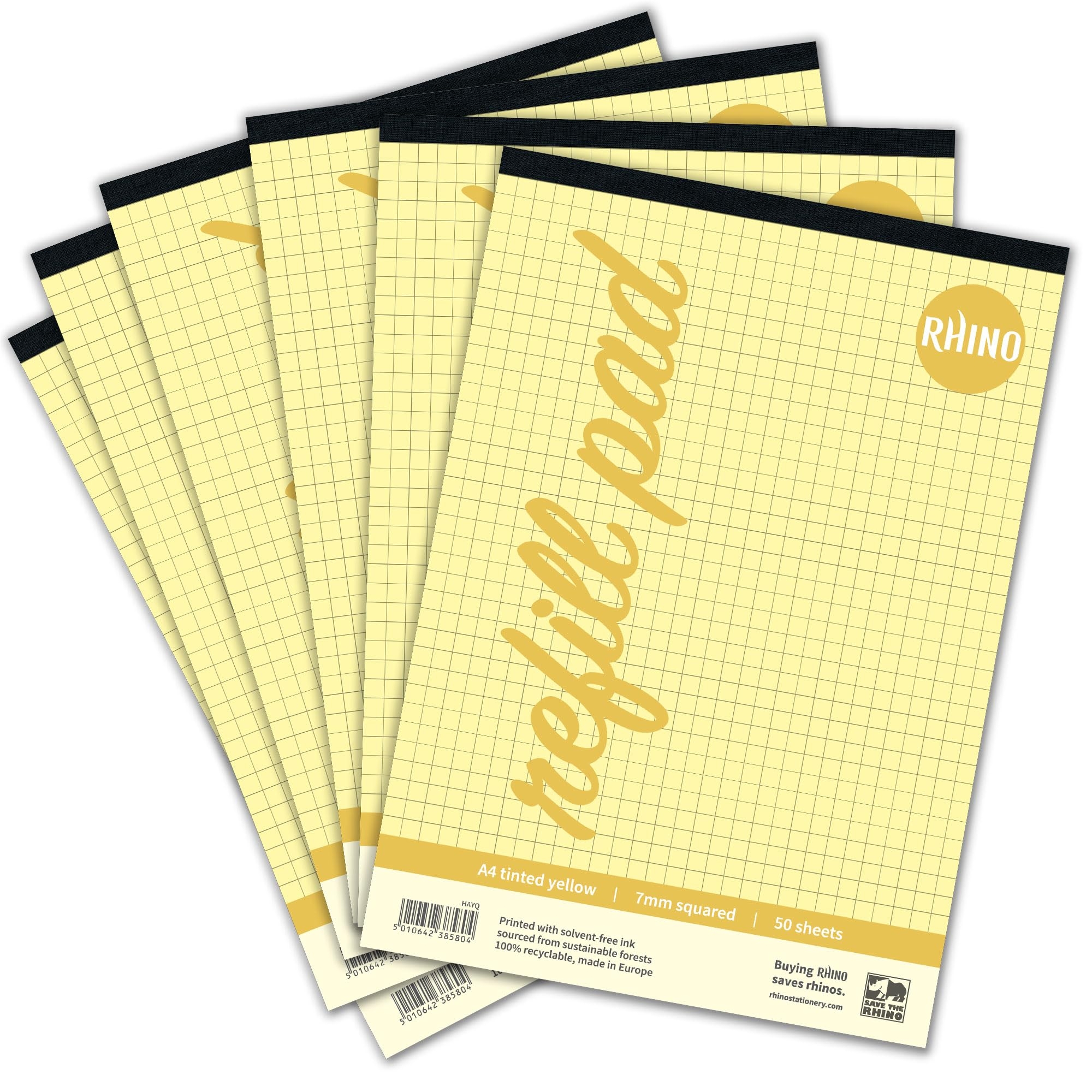 RHINO Yellow Paper A4 Refill Pad 7mm Squared 50 Sheets 100 Pages 6 Pack Ideal Math Paper For Dyslexia And Other SEN Amazon de Stationery amp Office 