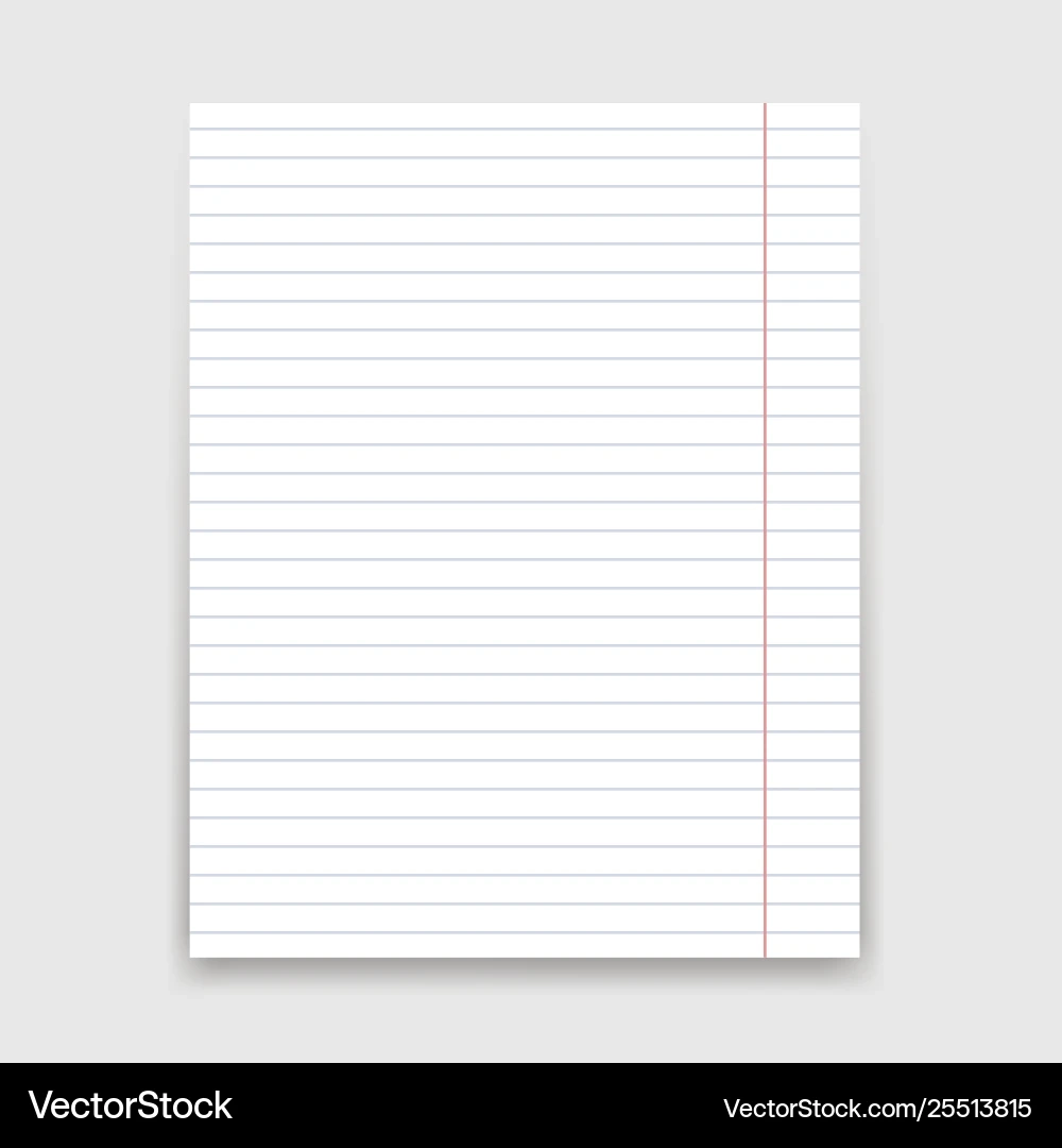Ruled Notebook Paper Template Lizenzfreie Vektorgrafik VectorStock
