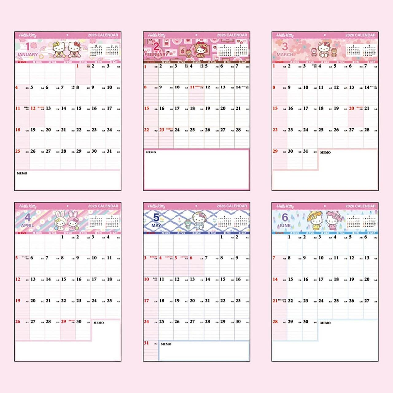 Sanrio Hello Kitty Writing Calendar 2026 Paper Wall Calendar Wall 