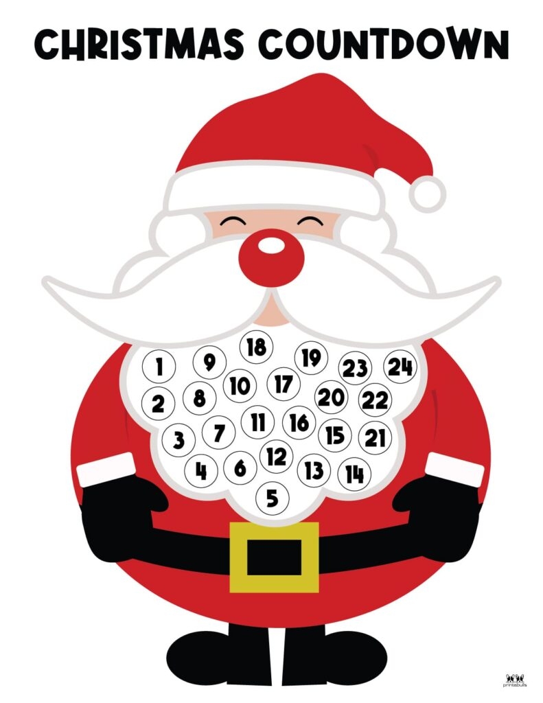 Santa Beard Countdown Calendars 10 Pages Printabulls
