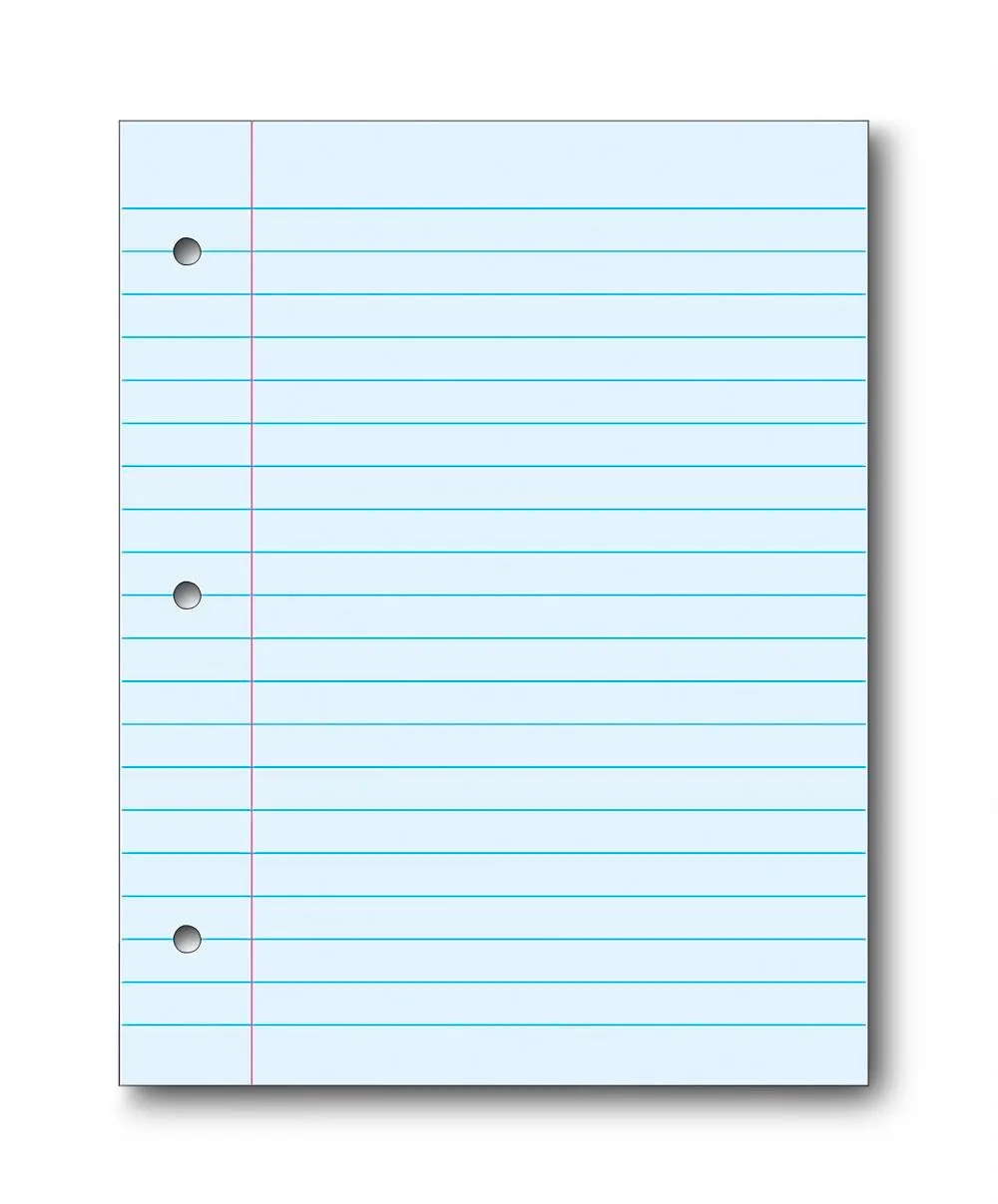 School Smart 3 Hole Punched Filler Paper Letter Size Blue 100 