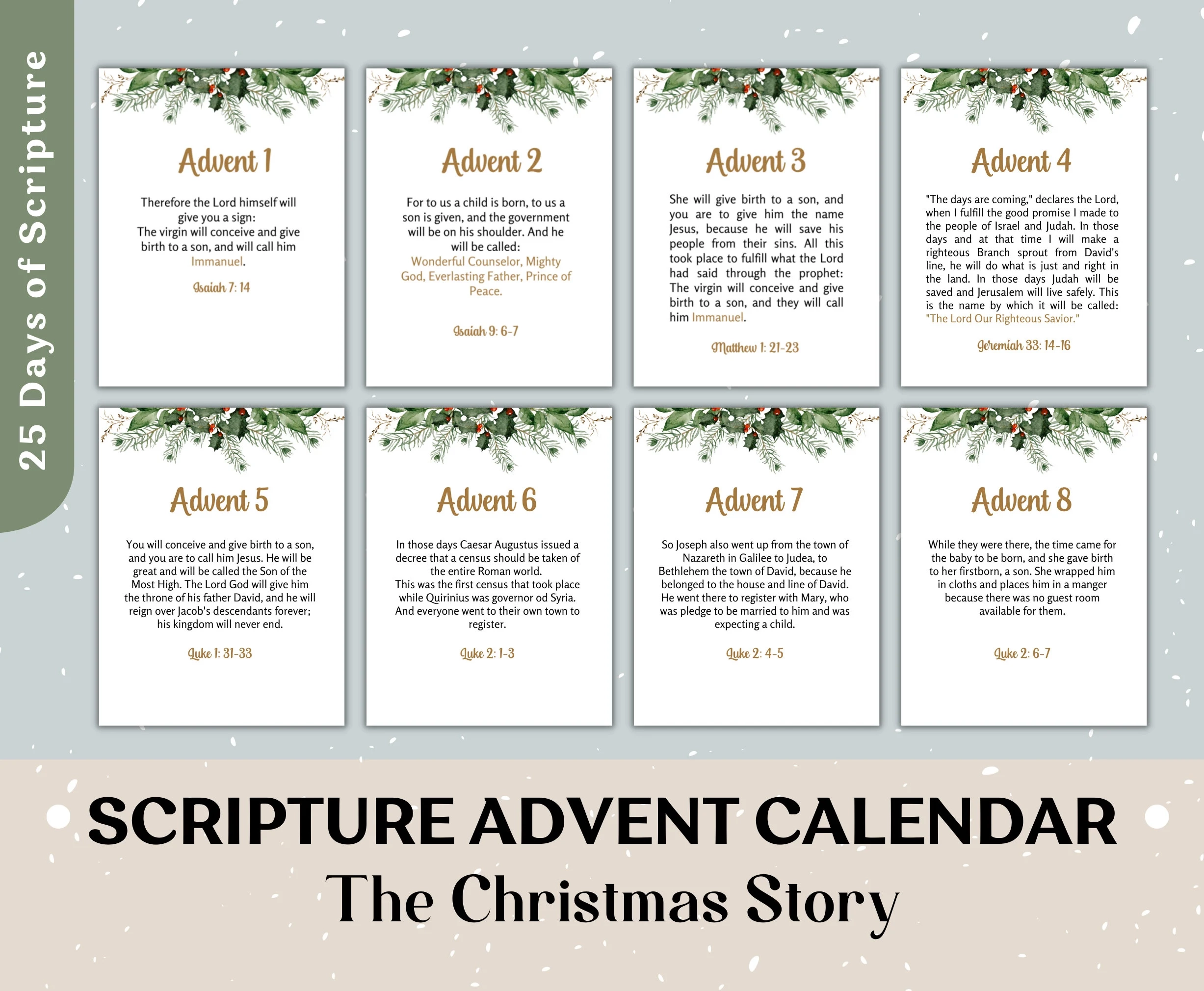 Scripture Advent Calendar For Printable Christmas Countdown 