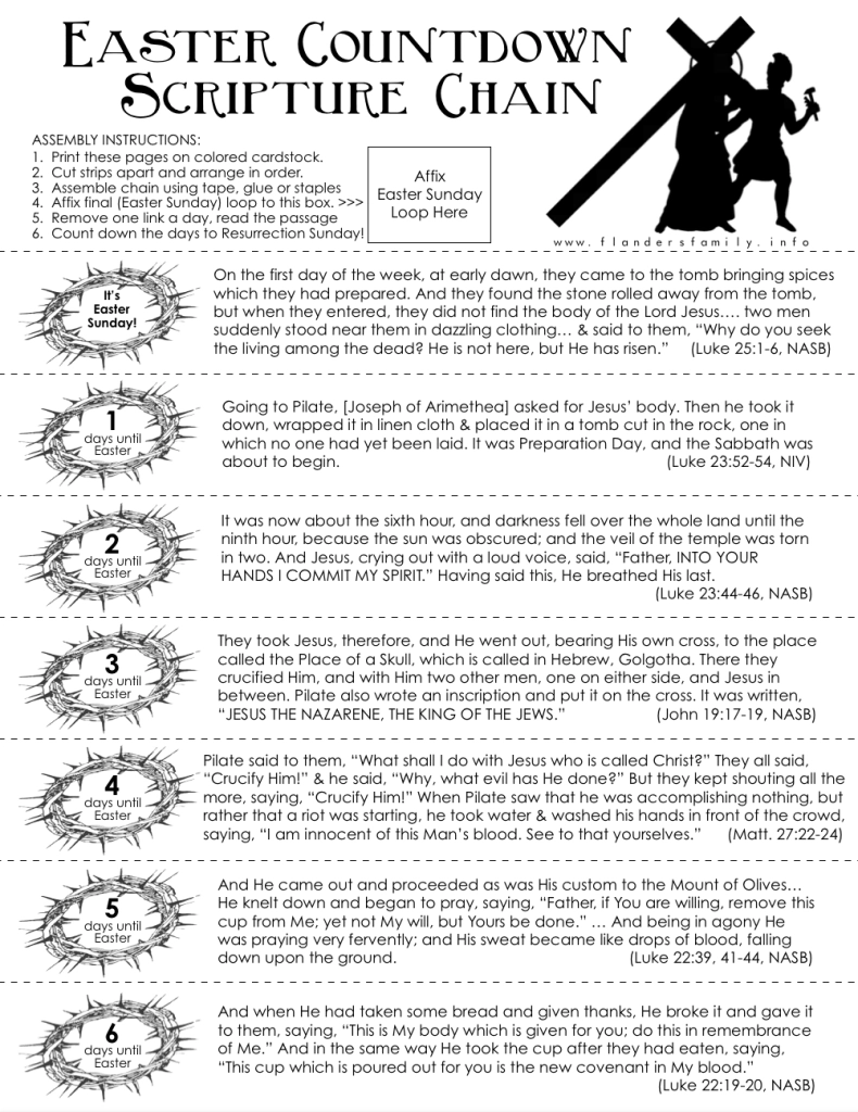Scripture Chain Countdown Through Lent To Easter Flanders 