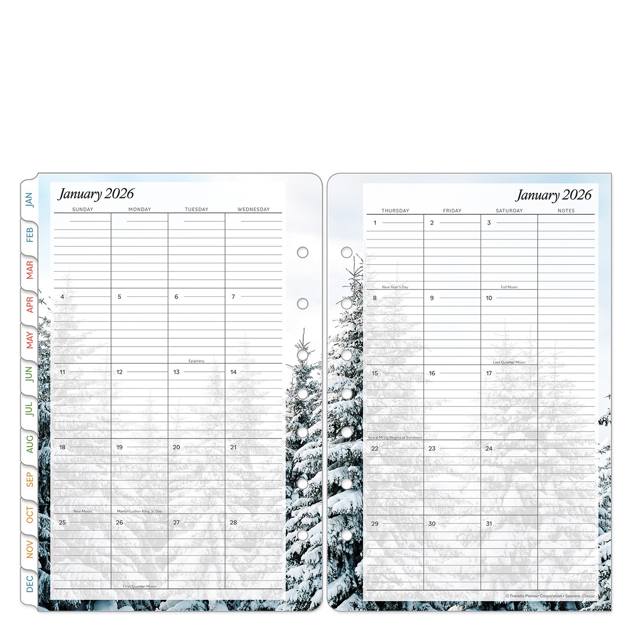 Seasons Two Page Monthly Calendar Tabs Franklin Planner