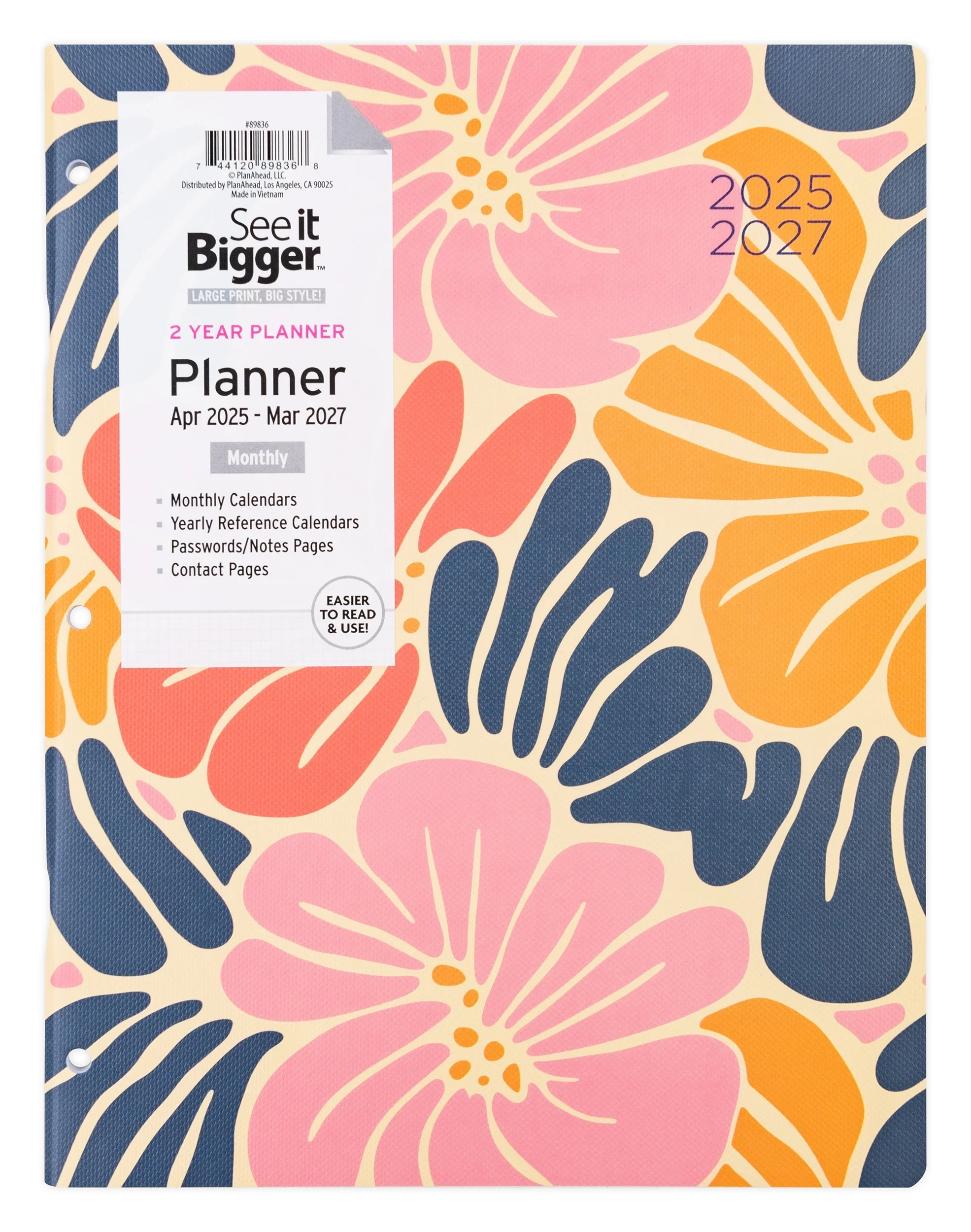See It Bigger Monthly Planner Large 8 5 X 11 Pink Floral 2 