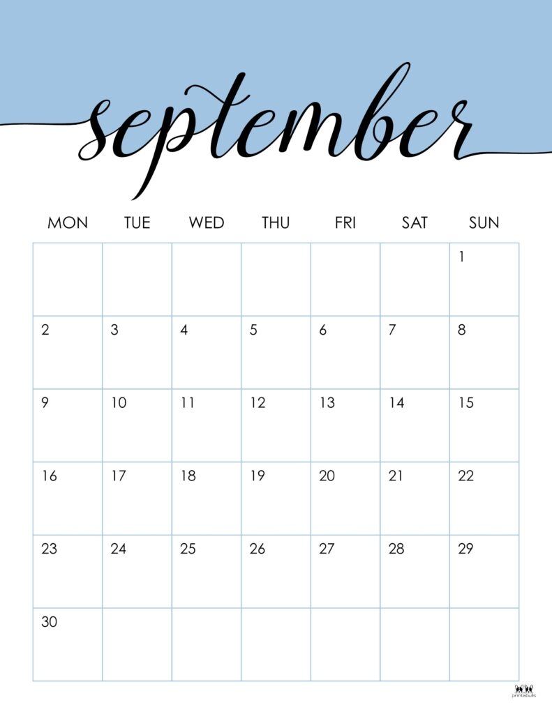 September 2024 Calendars 50 FREE Printables Printabulls