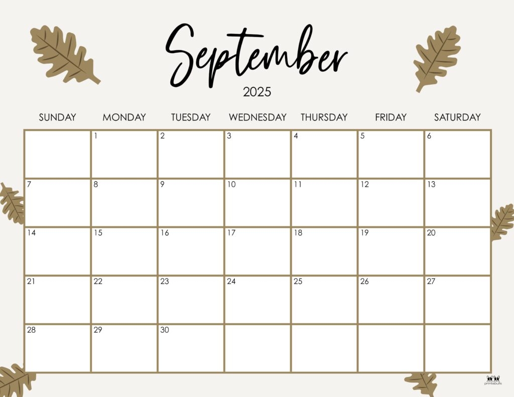 September 2025 Calendars 107 FREE Printables Printabulls