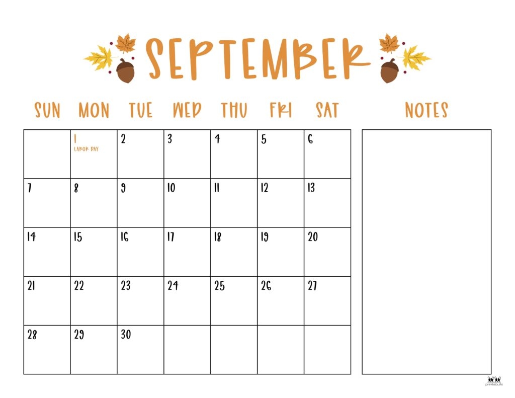 September 2025 Calendars 107 FREE Printables Printabulls