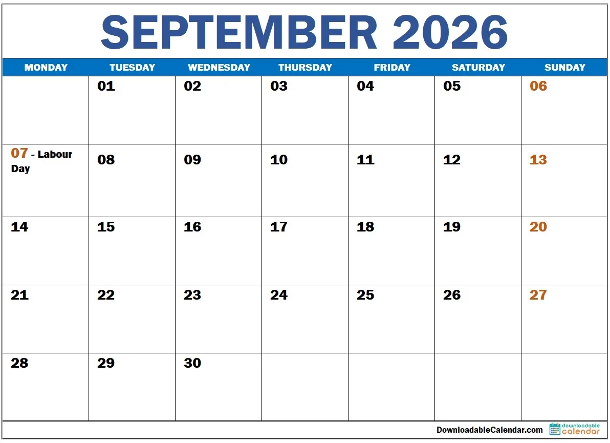 September 2026 Calendar Effortlessly Plan Your Autumn