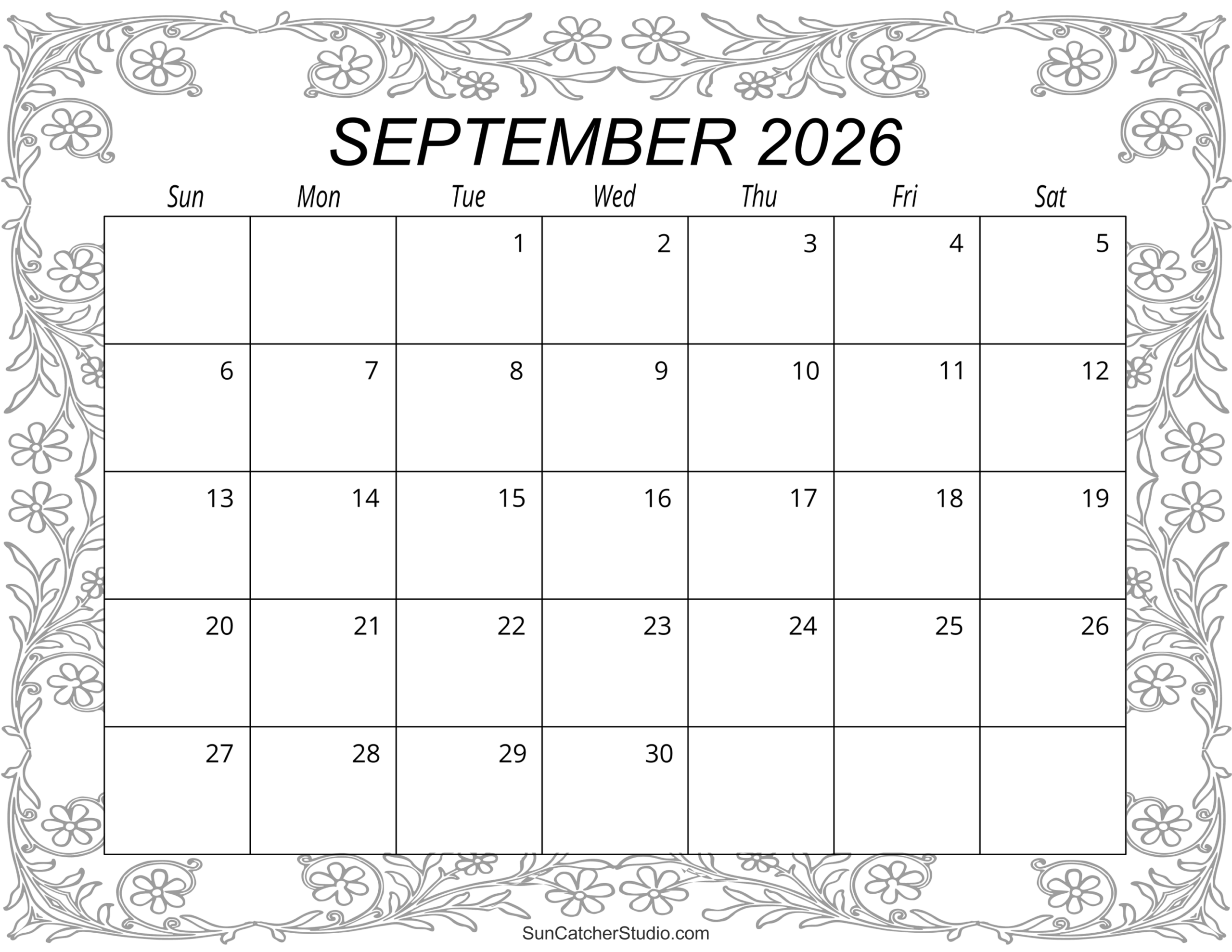September 2026 Calendar Free Printable Free Printables 