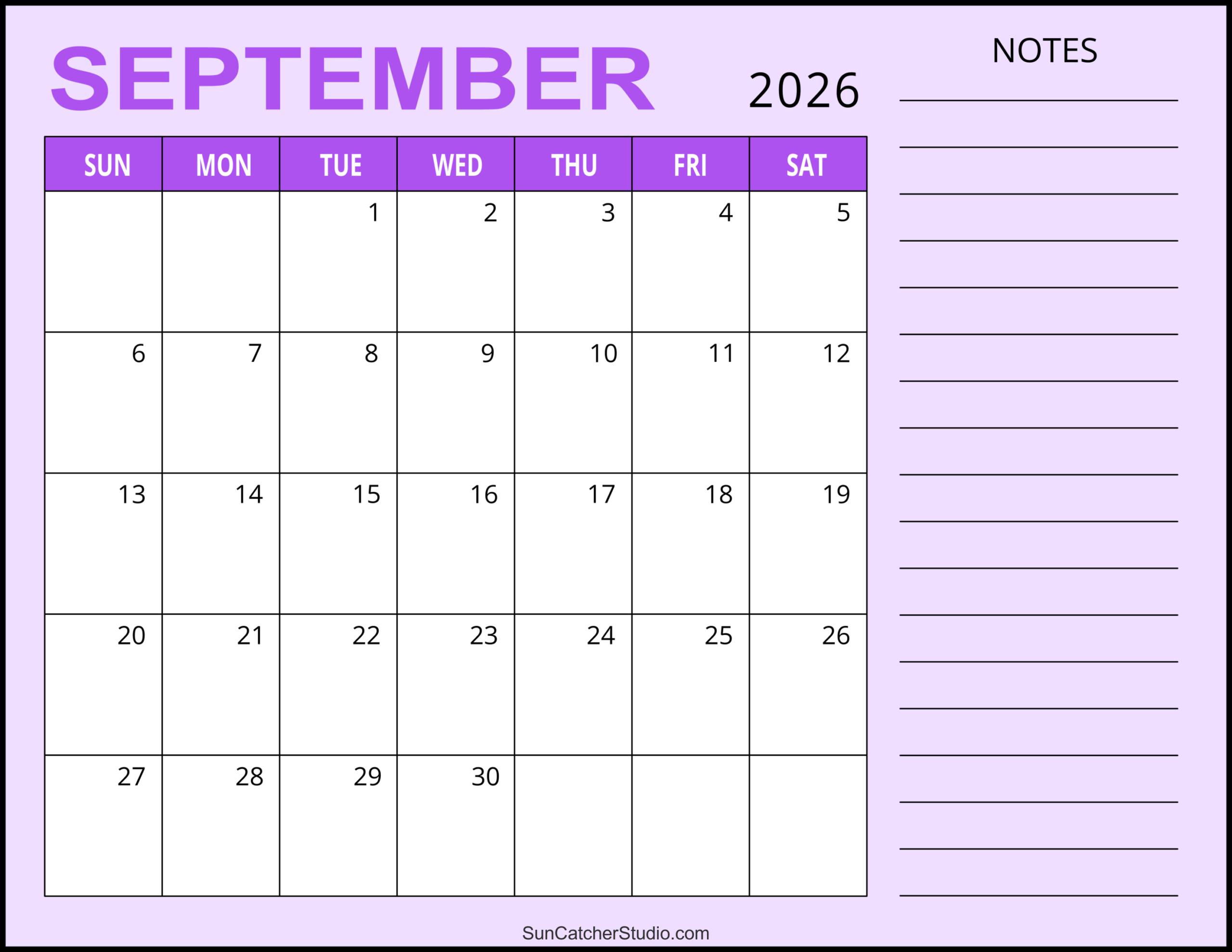 September 2026 Calendar Free Printable Free Printables 
