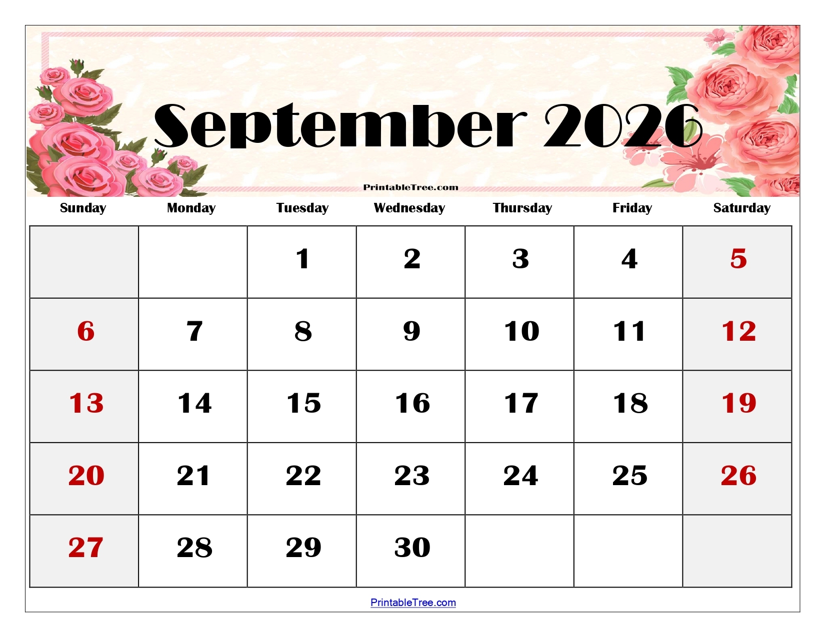 Free Printable Calendar 2026 September