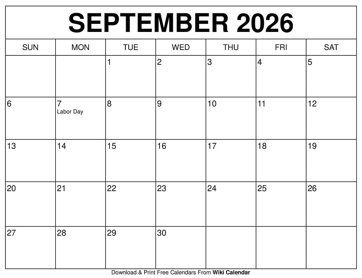 September 2026 Calendar Printable Templates amp More