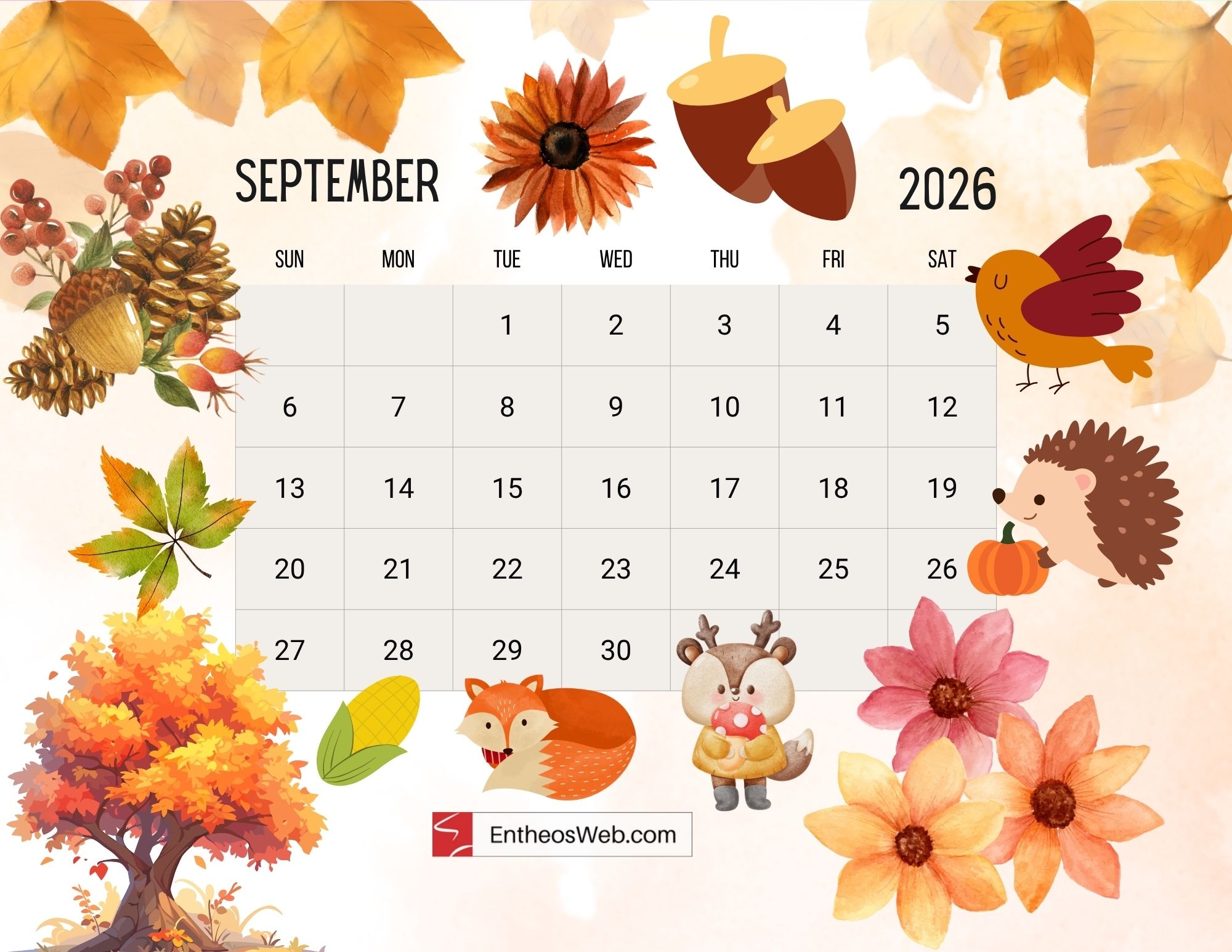 September 2026 Calendar Printables EntheosWeb