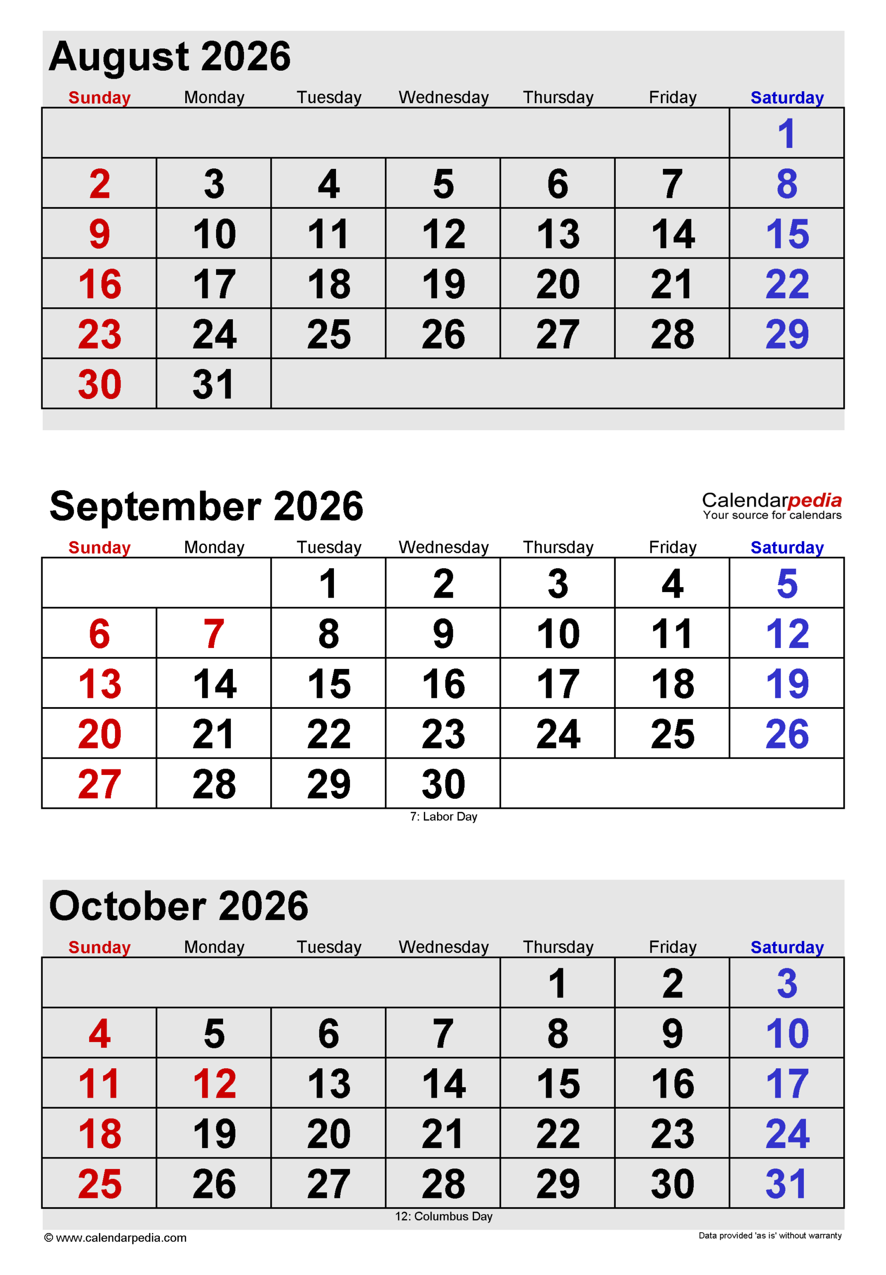 September 2026 Calendar Templates For PDF Excel And Word